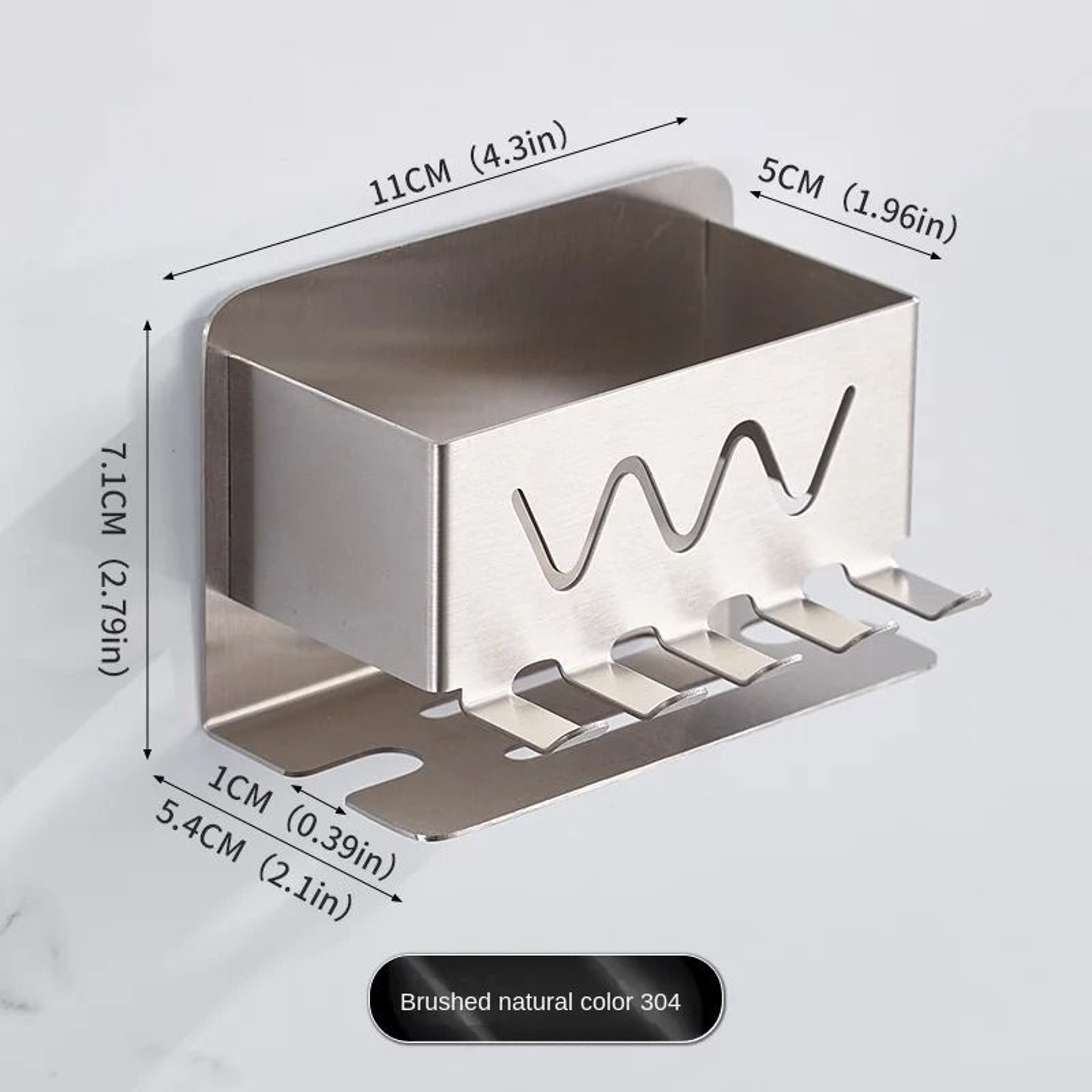 Wall Mounted Stainless Steel Toothbrush Holder No Drill Bathroom Organizer 5