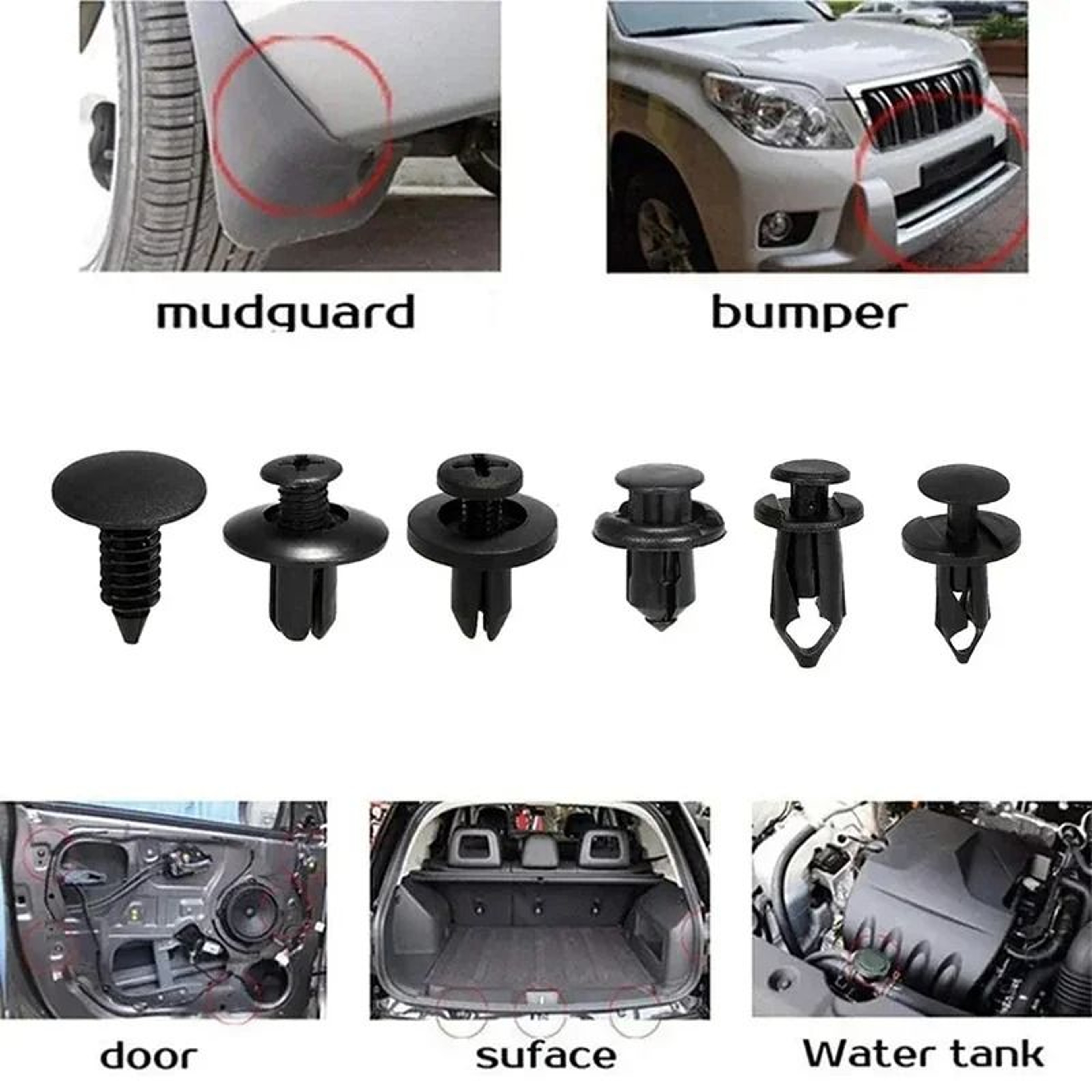 Car Trim Fasteners Push Rivets Kit ABS Plastic Interior Clips Set 4