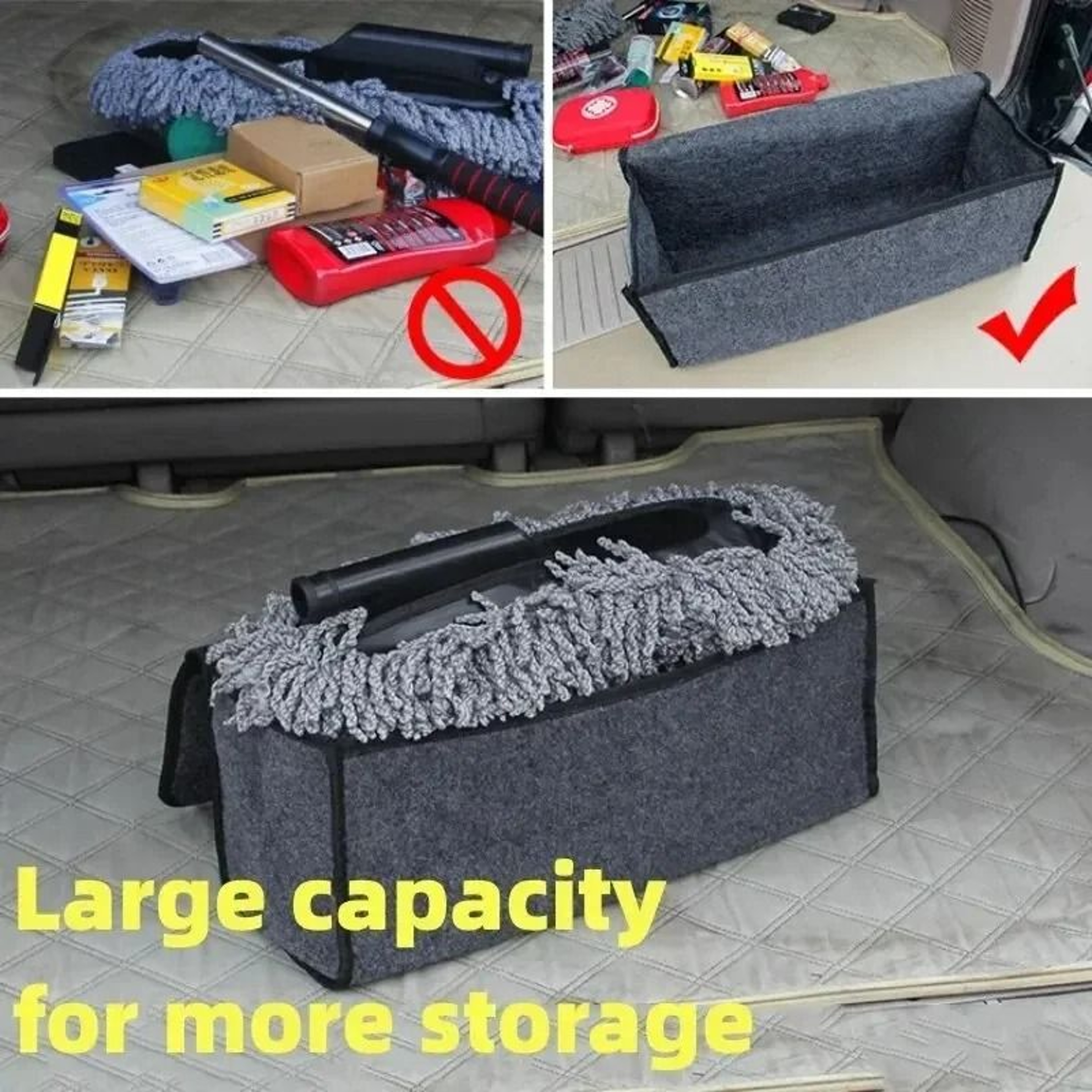 Anti Slip Felt Car Trunk Organizer Large Capacity Storage Box 3