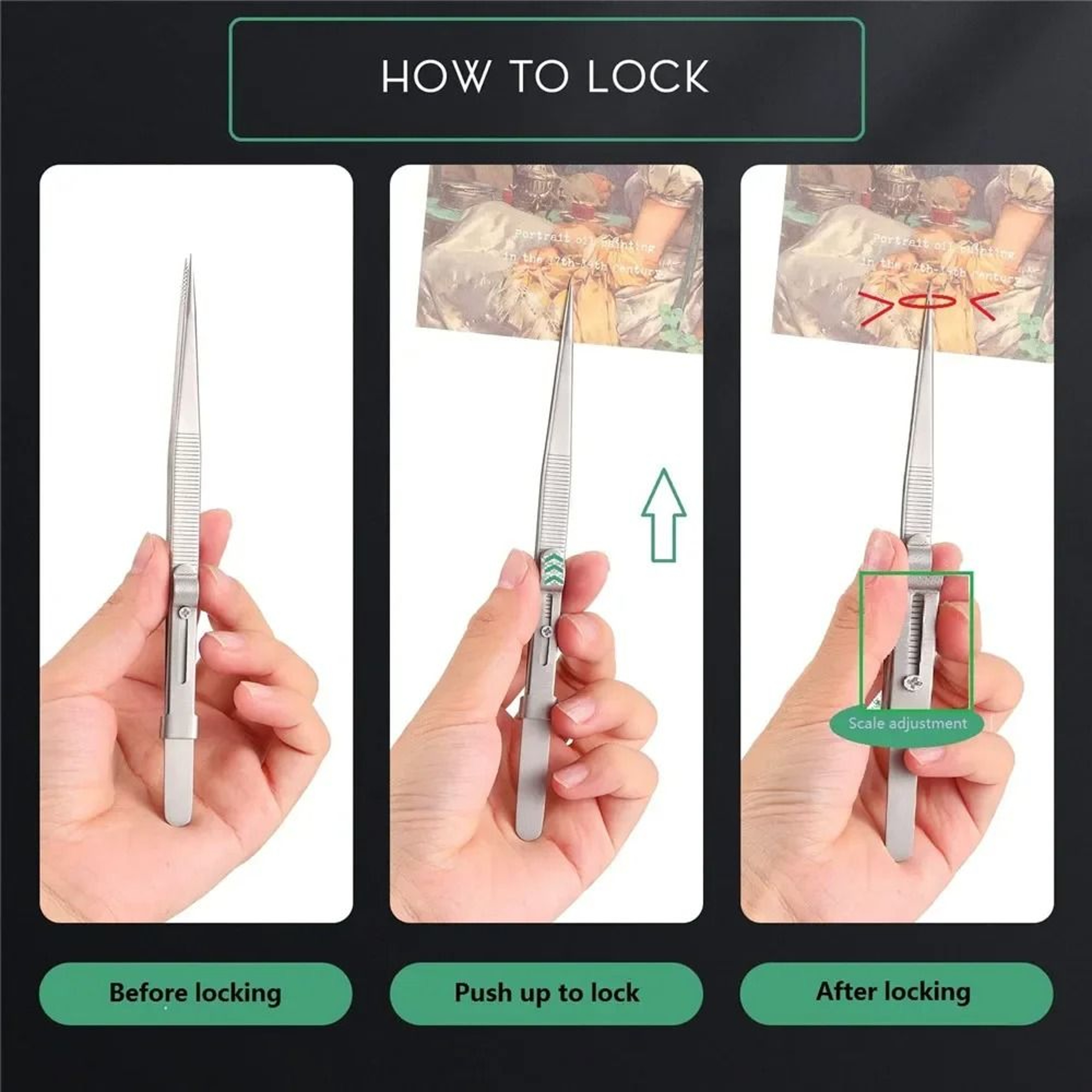 High Precision Jewelry Tweezers Stainless Steel Diamond Holding Tool 6
