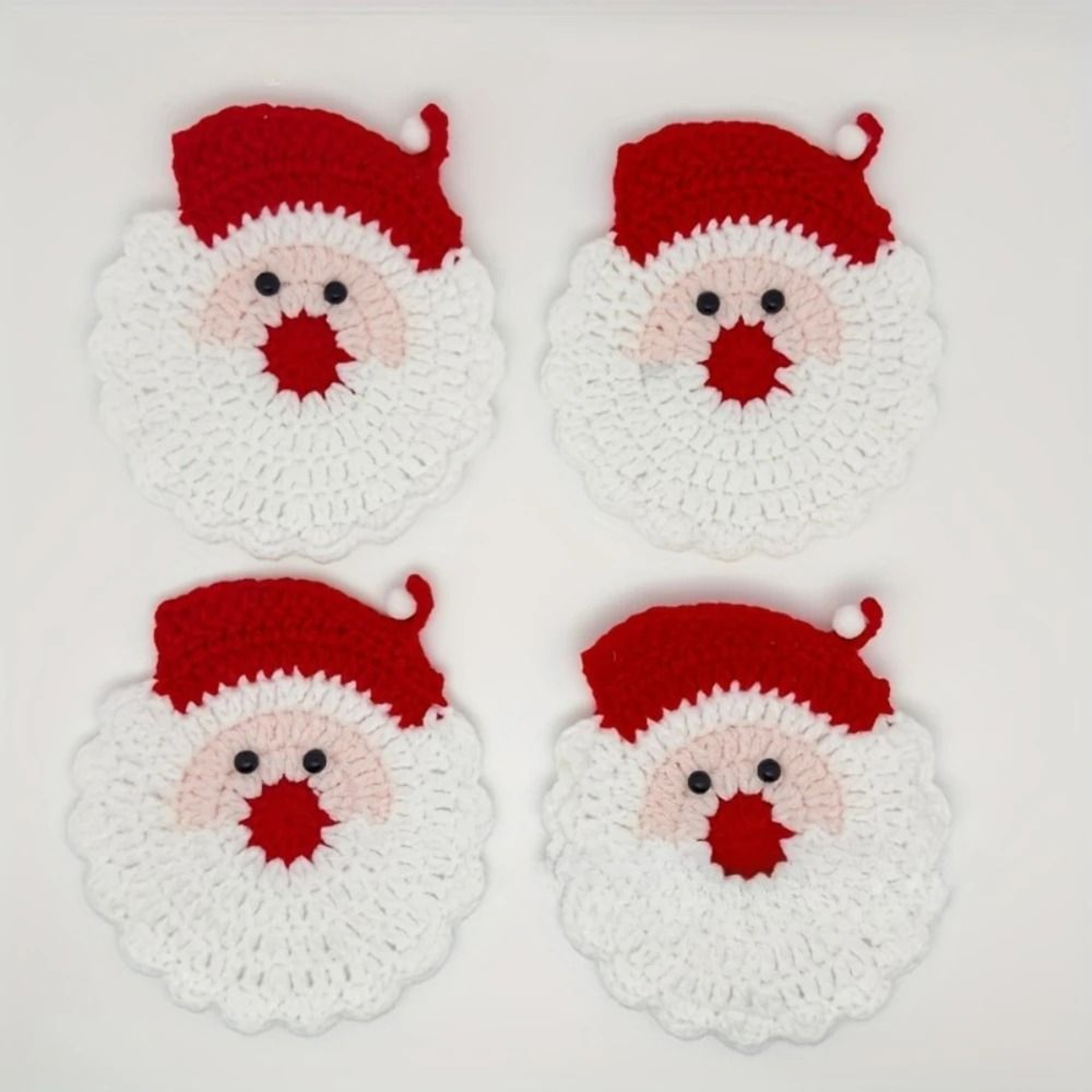 Handmade Crochet Santa Coasters Christmas Drink Mats 6