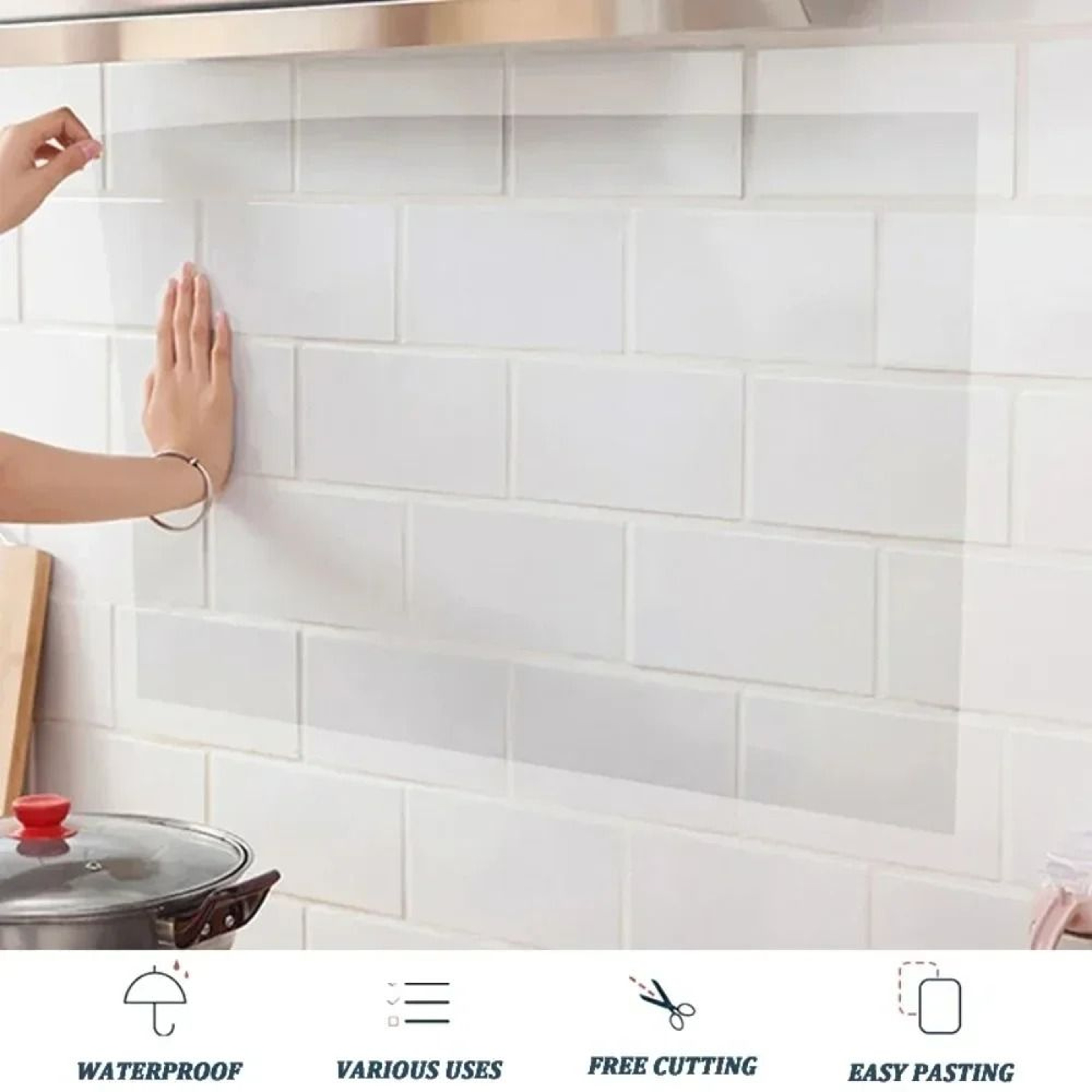 Kitchen Backsplash Protector Film Self Adhesive Heatproof Wall Cover 3