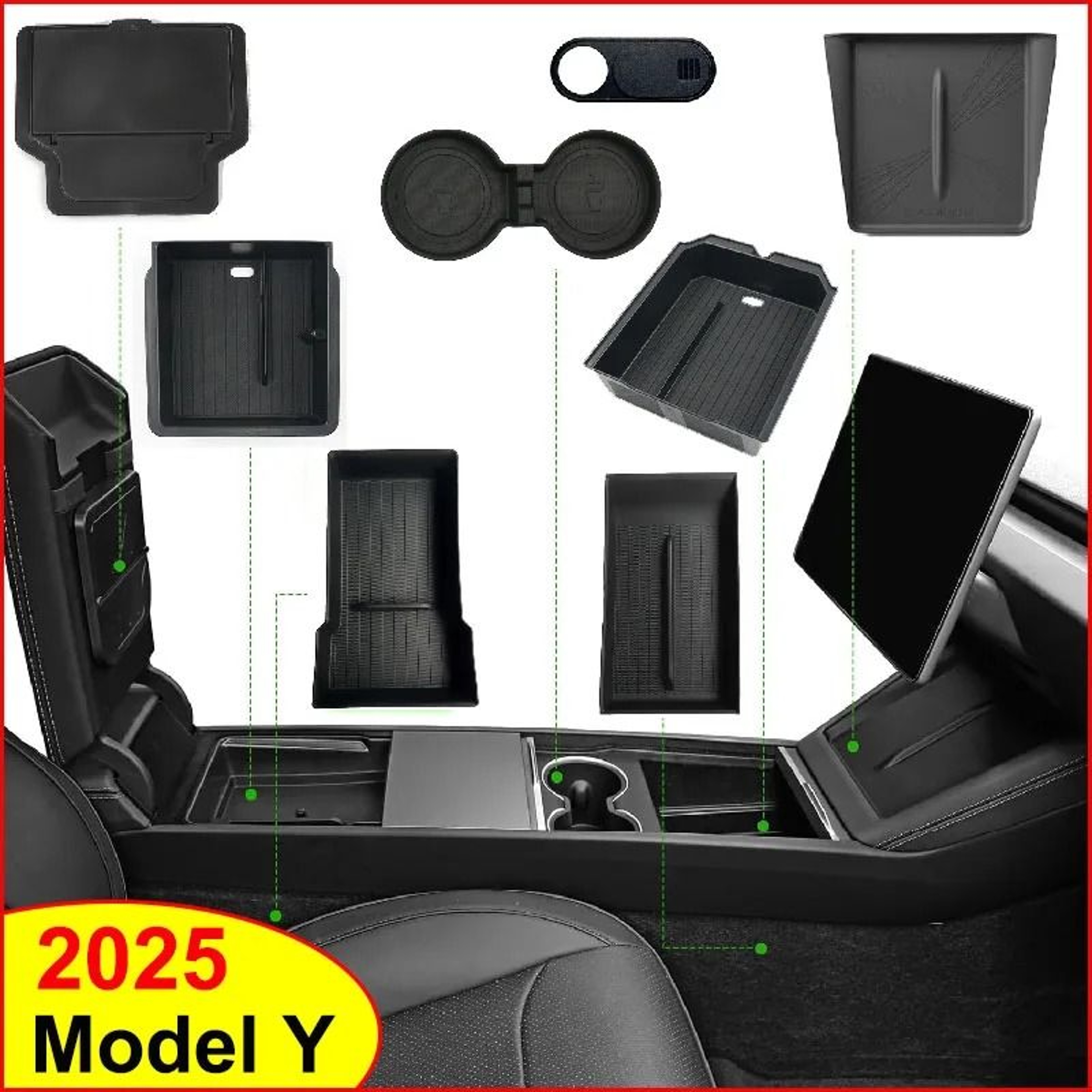 Tesla Model Y 2025 Juniper Console  Armrest Storage Organizer Box  Custom Fit Interior Storage Solu
