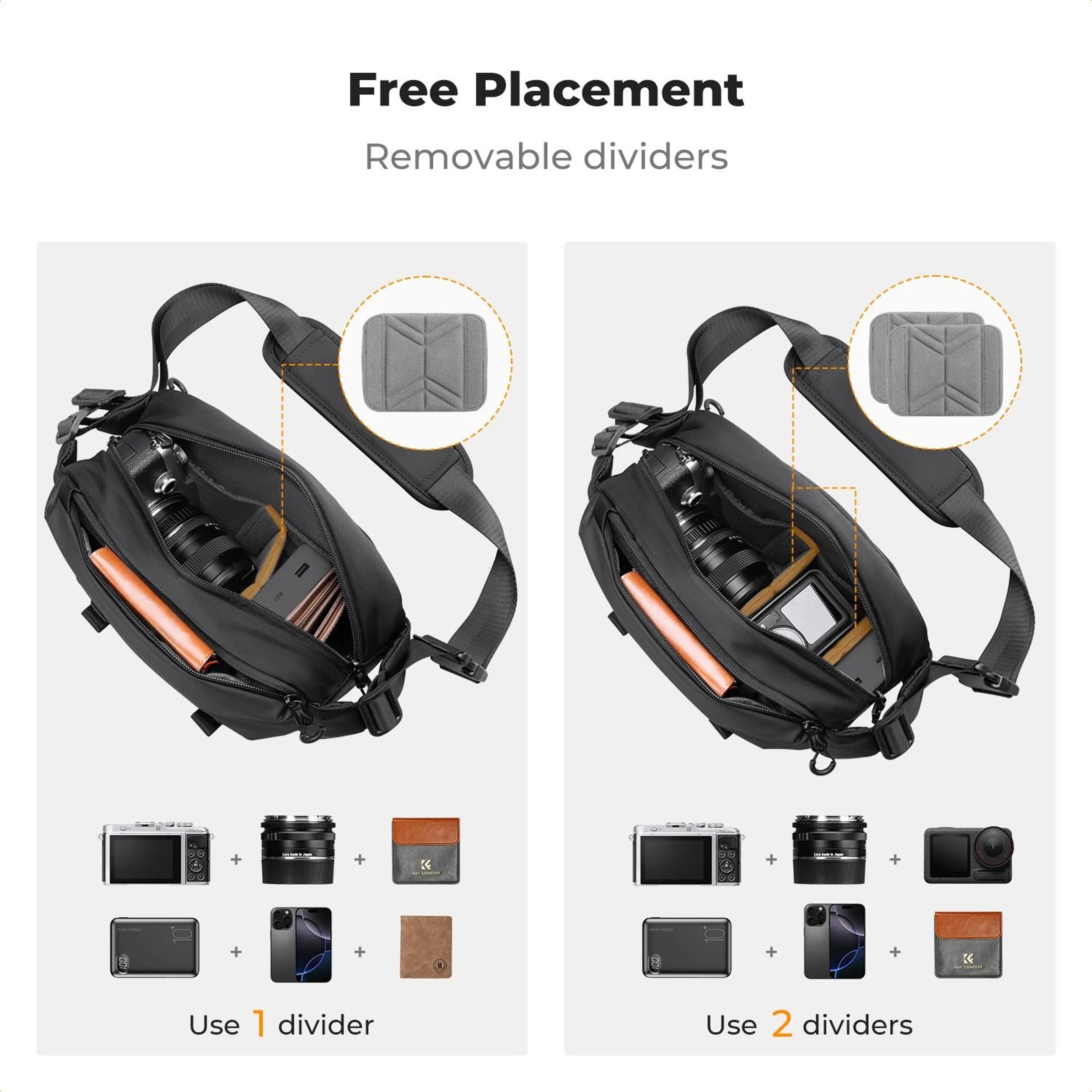 K And F Concept Lightweight Camera Sling Bag 4L For Travel Photography And DSLR Cameras 4