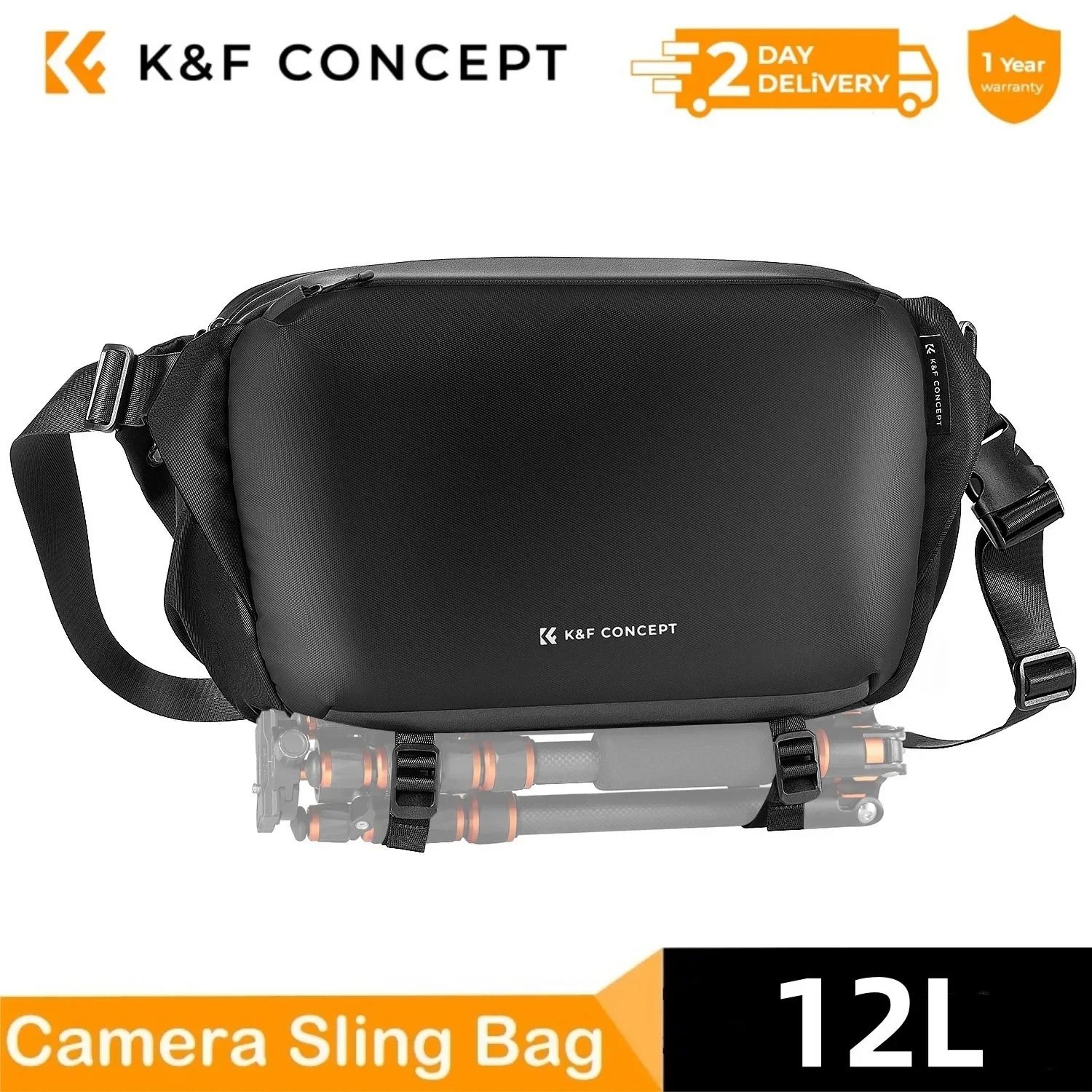 K And F Concept Waterproof Camera Sling Bag 10L 12L For Travel Photography With Tripod Holder 4