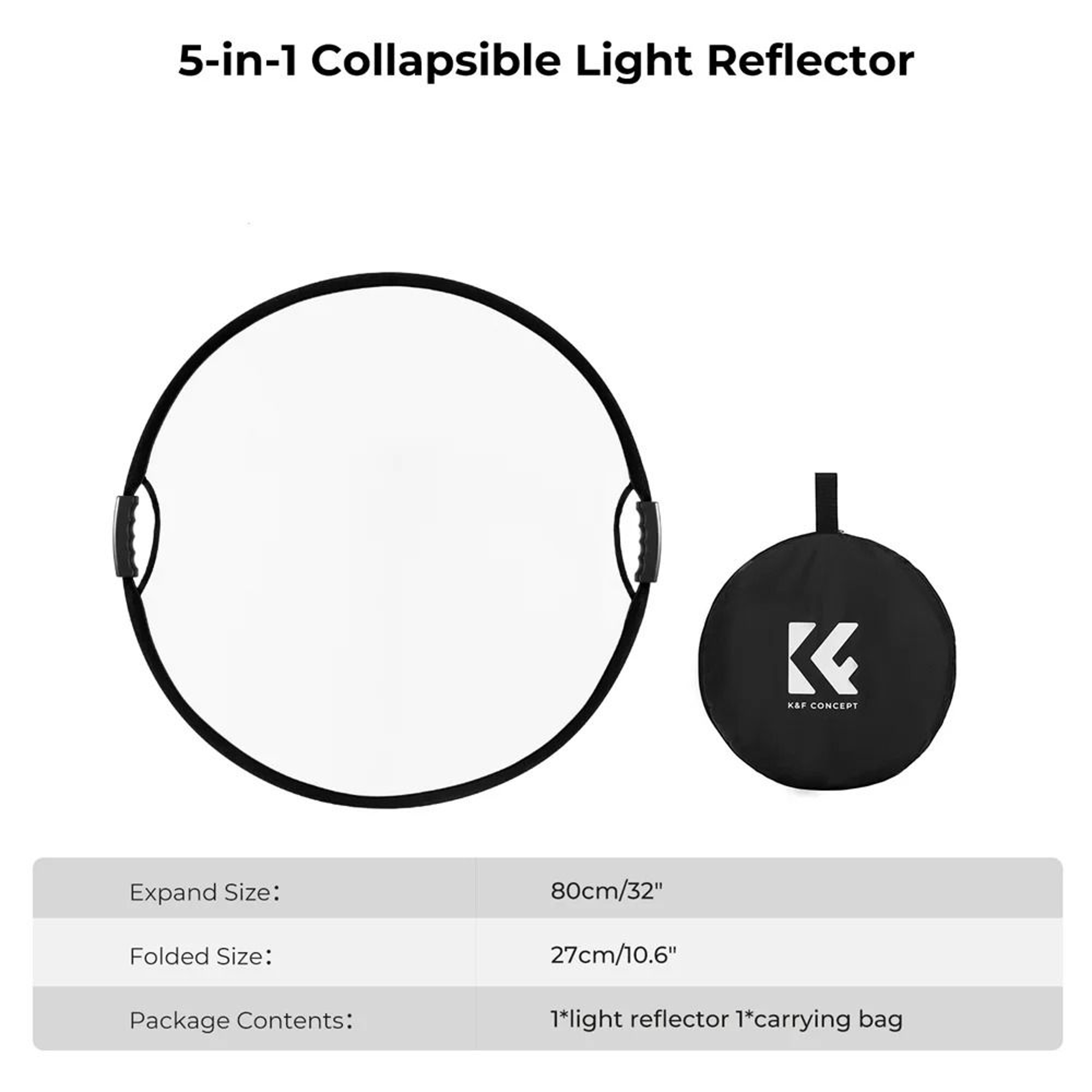 K And F Concept 5 In 1 Photography Light Reflector With Handle And Translucent Panel 10