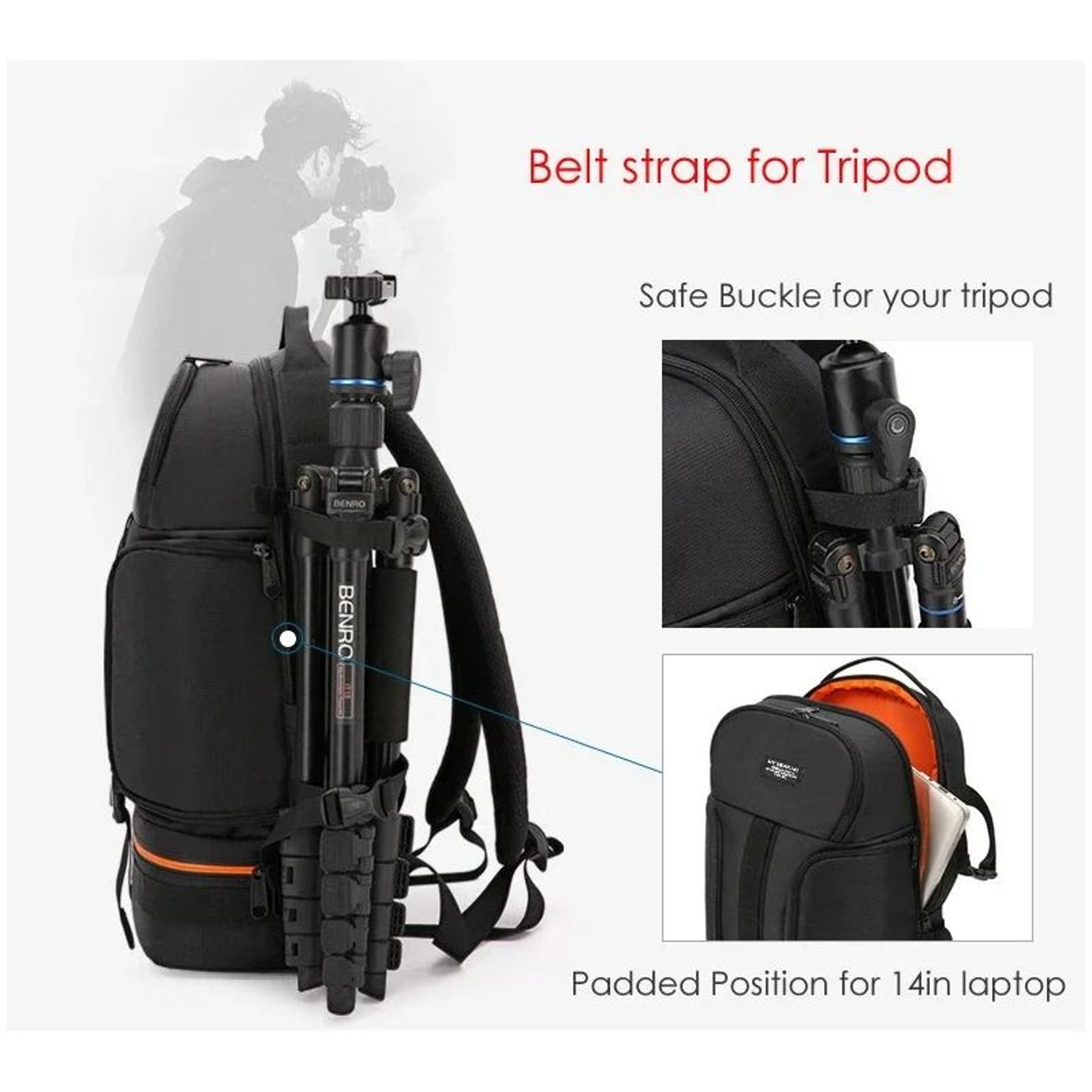 Large Capacity Waterproof DSLR Camera Backpack With 156 Inch Laptop Compartment 4