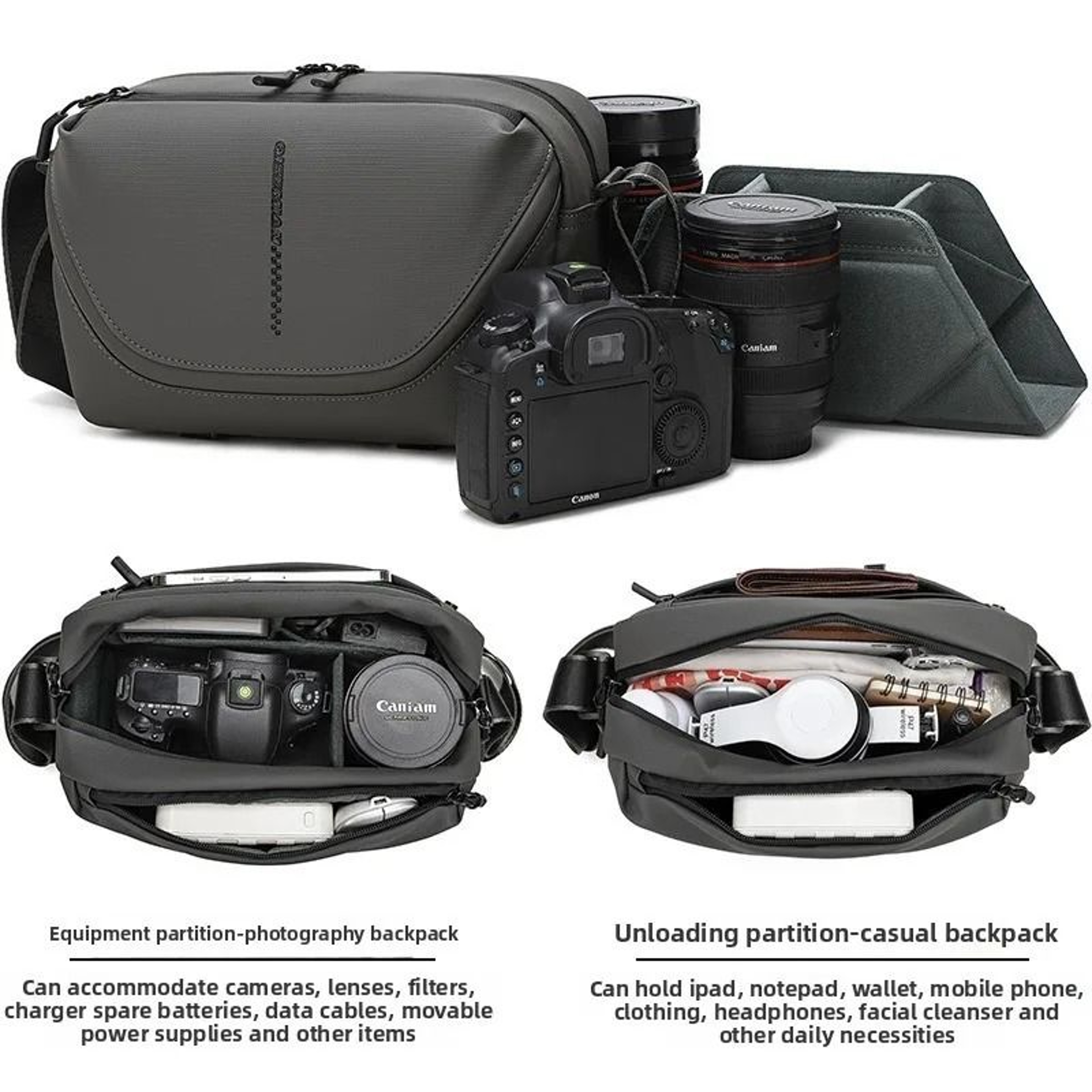 Mens Crossbody Camera Bag Compact One Shoulder DSLR Camera Pouch 7