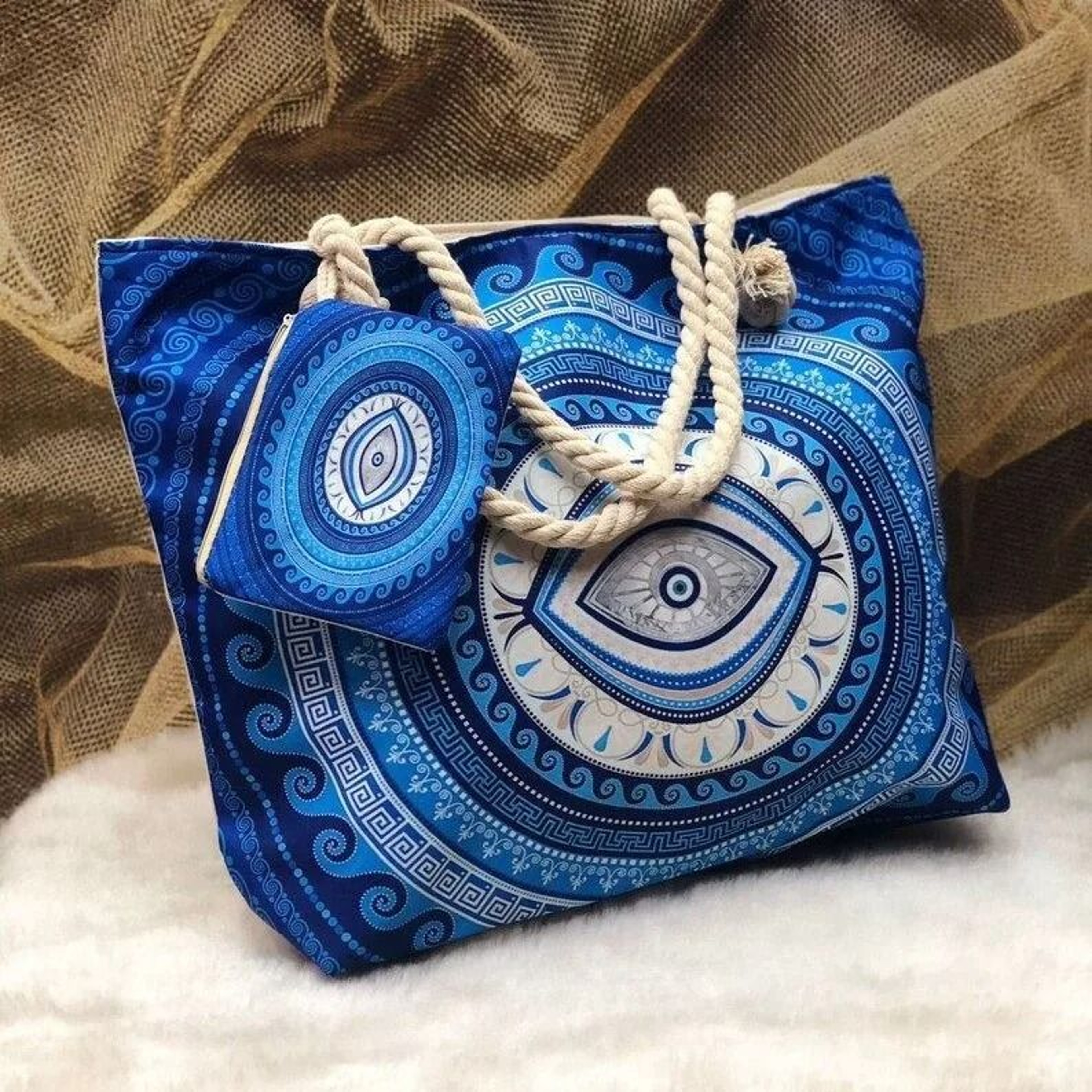 Evil Eye Large Capacity Beach Tote Shoulder Bag For Travel And Seaside 4