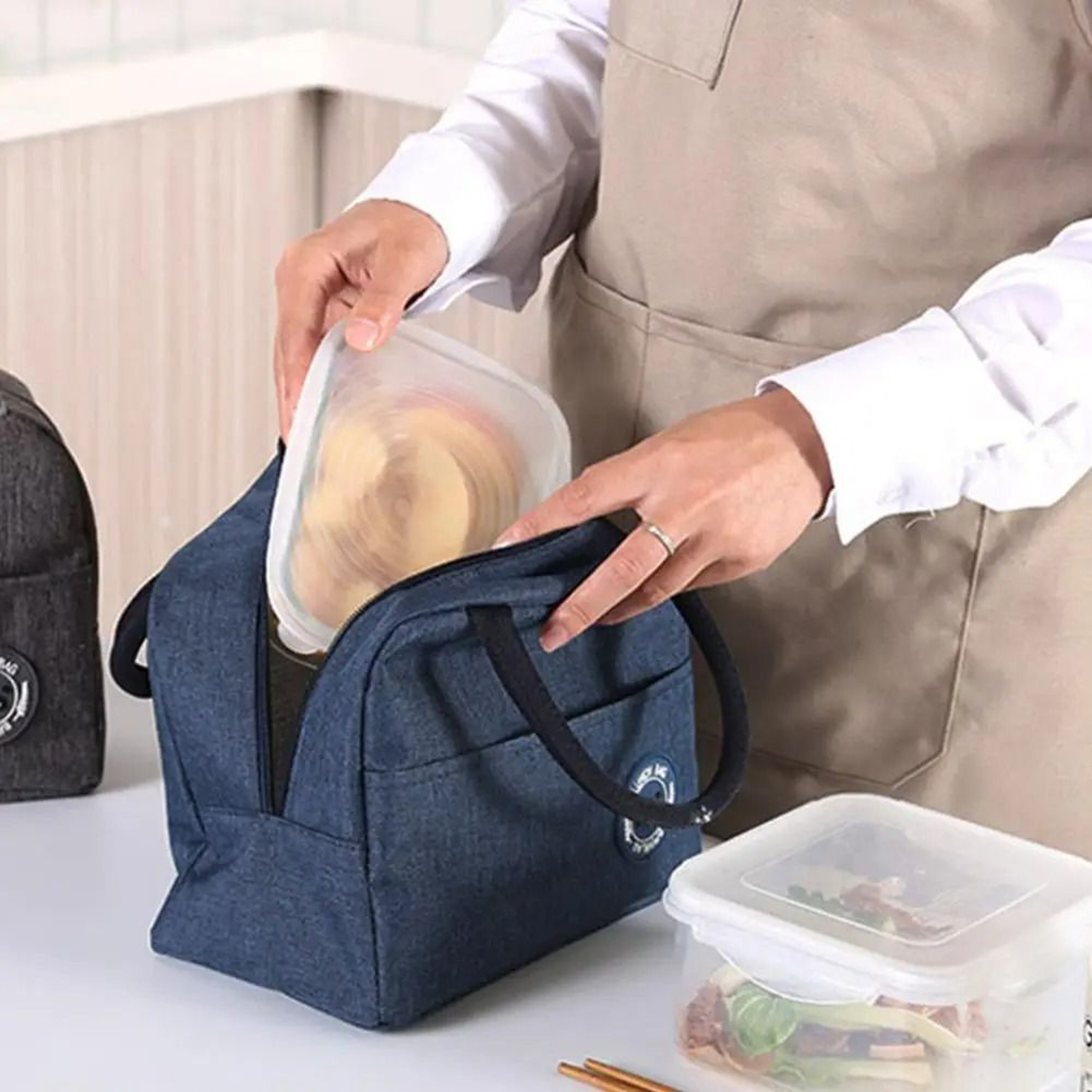 Large Insulated Lunch Bag Reusable Bento Lunch Bag For School Work And Travel 10