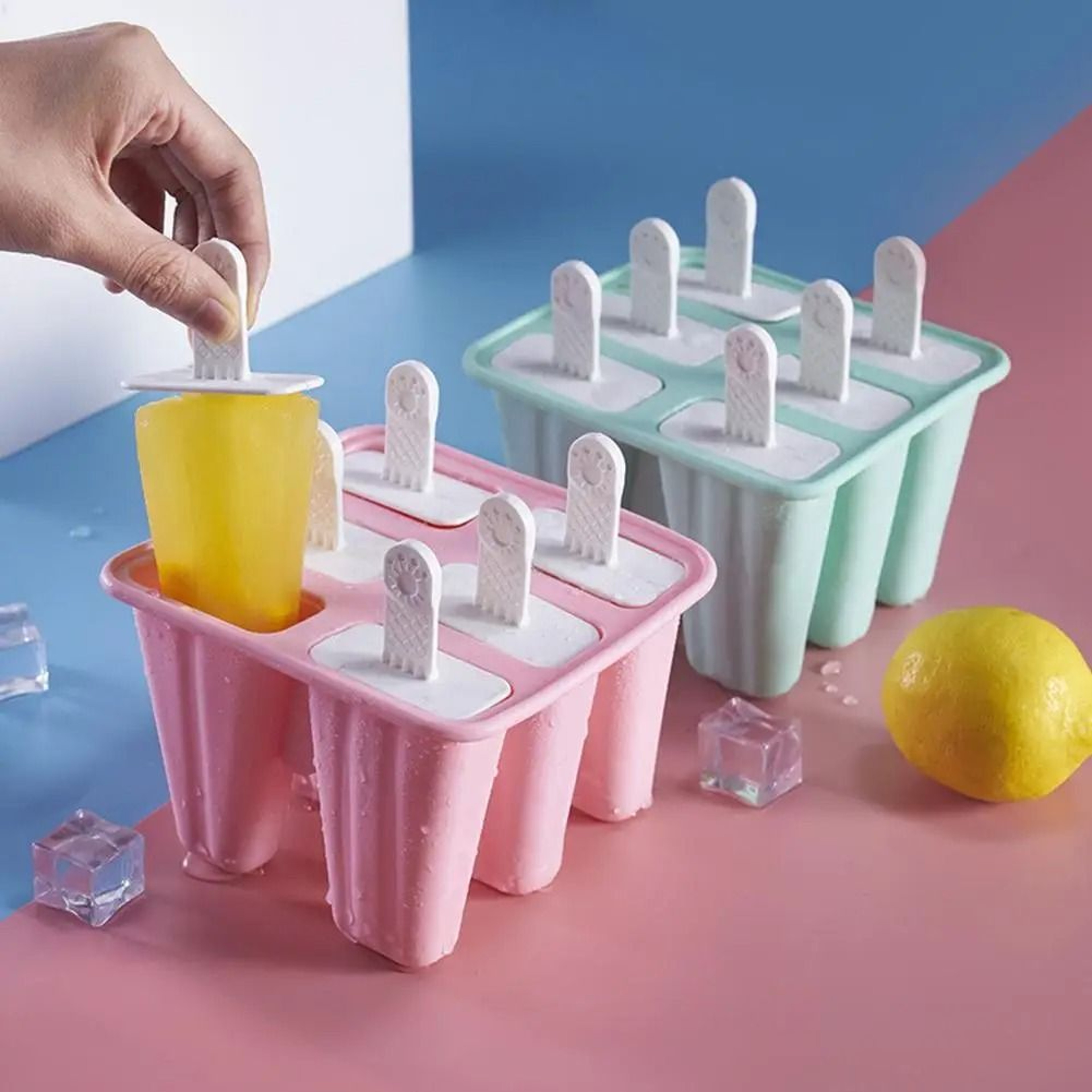 6 Grid Silicone Ice Cream Mold Reusable DIY Ice Cream Mold With Sticks 6