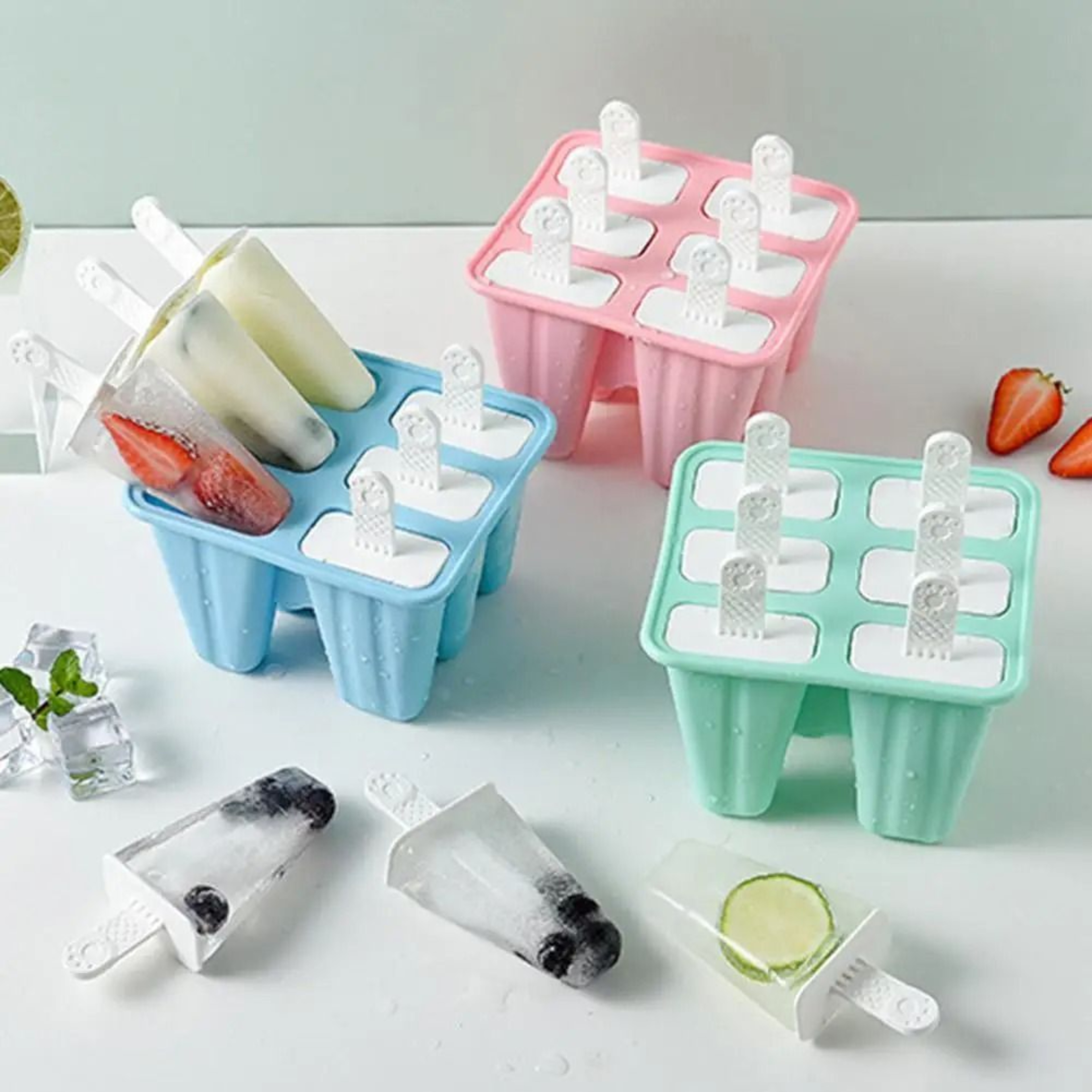 6 Grid Silicone Ice Cream Mold Reusable DIY Ice Cream Mold With Sticks 0