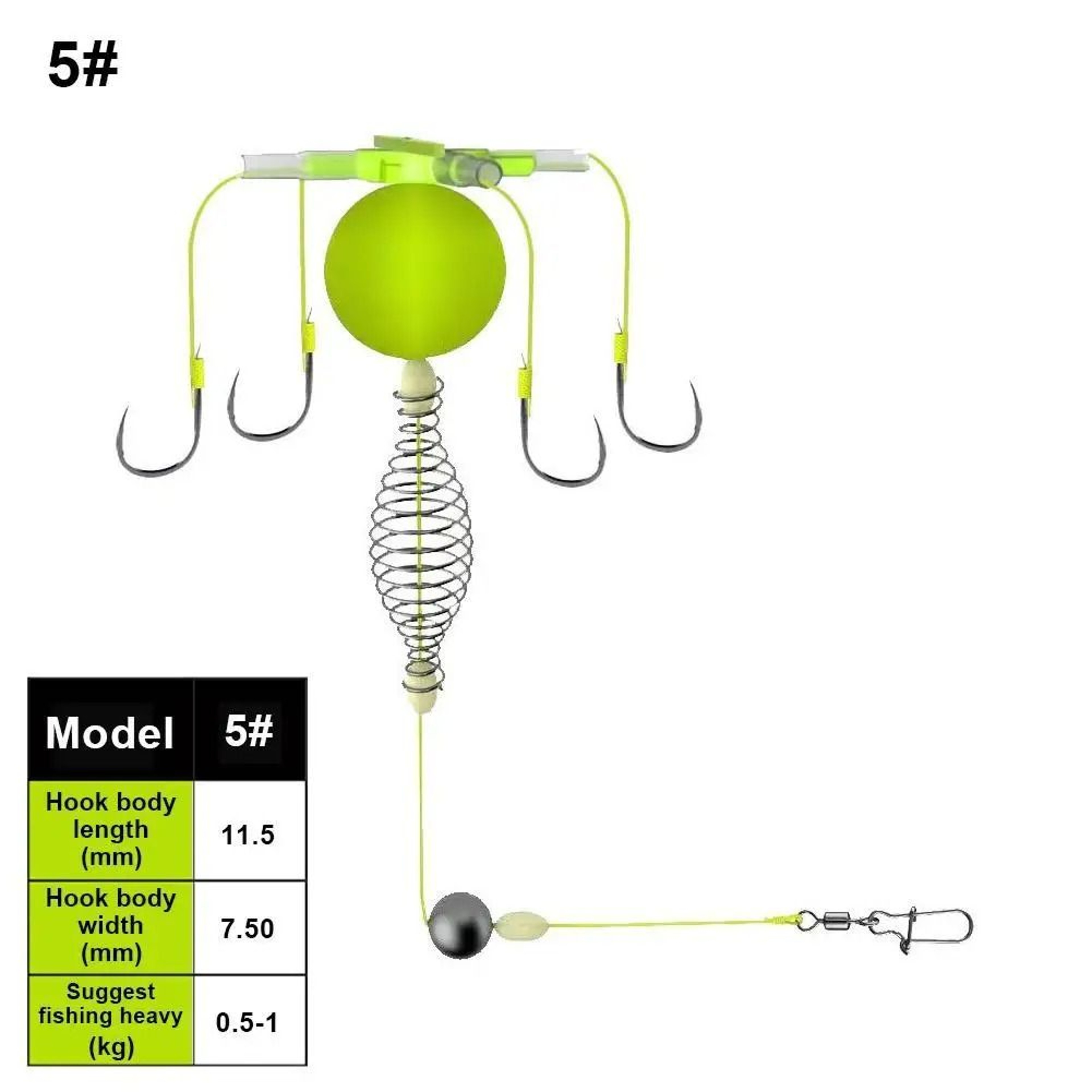 Carbon Steel Fishing Bait Cage Anti Winding Spring Feeder Hook Rig 2