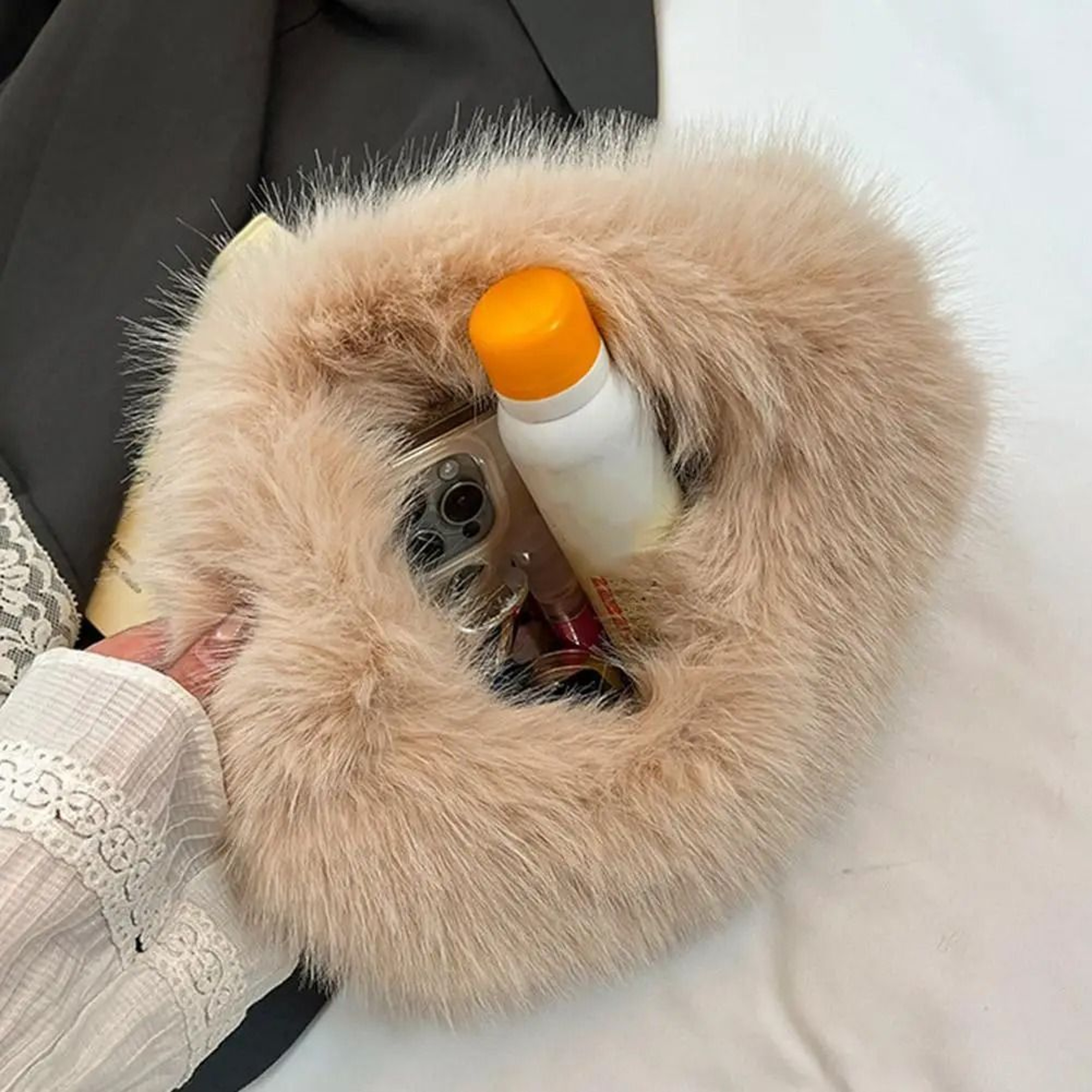 Soft Plush Winter Tote Bag Small Elegant Plush Handbag For Women 7