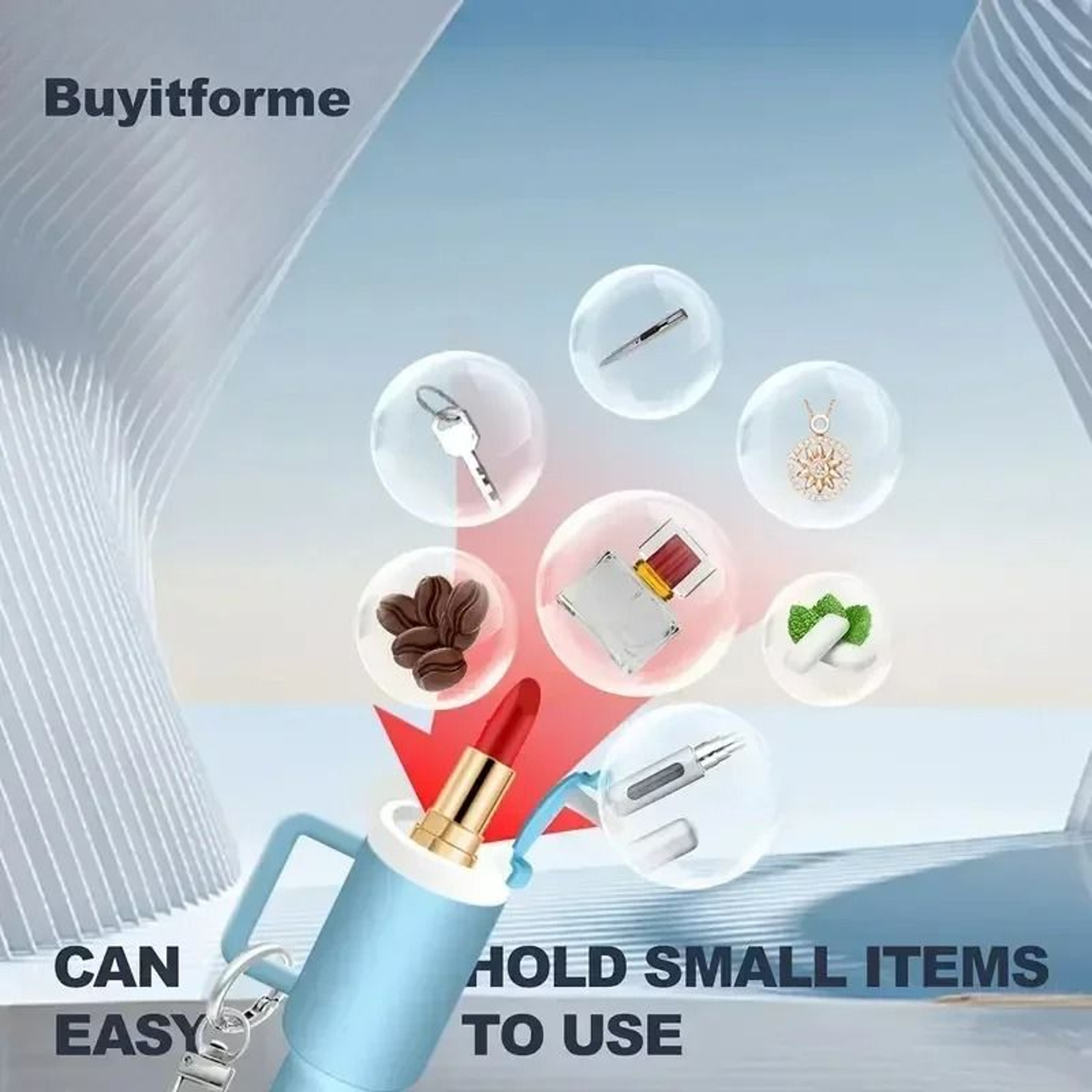 Cute Ice Cup Keychain Lipstick Holder Flower Pendant Bag Charm 11