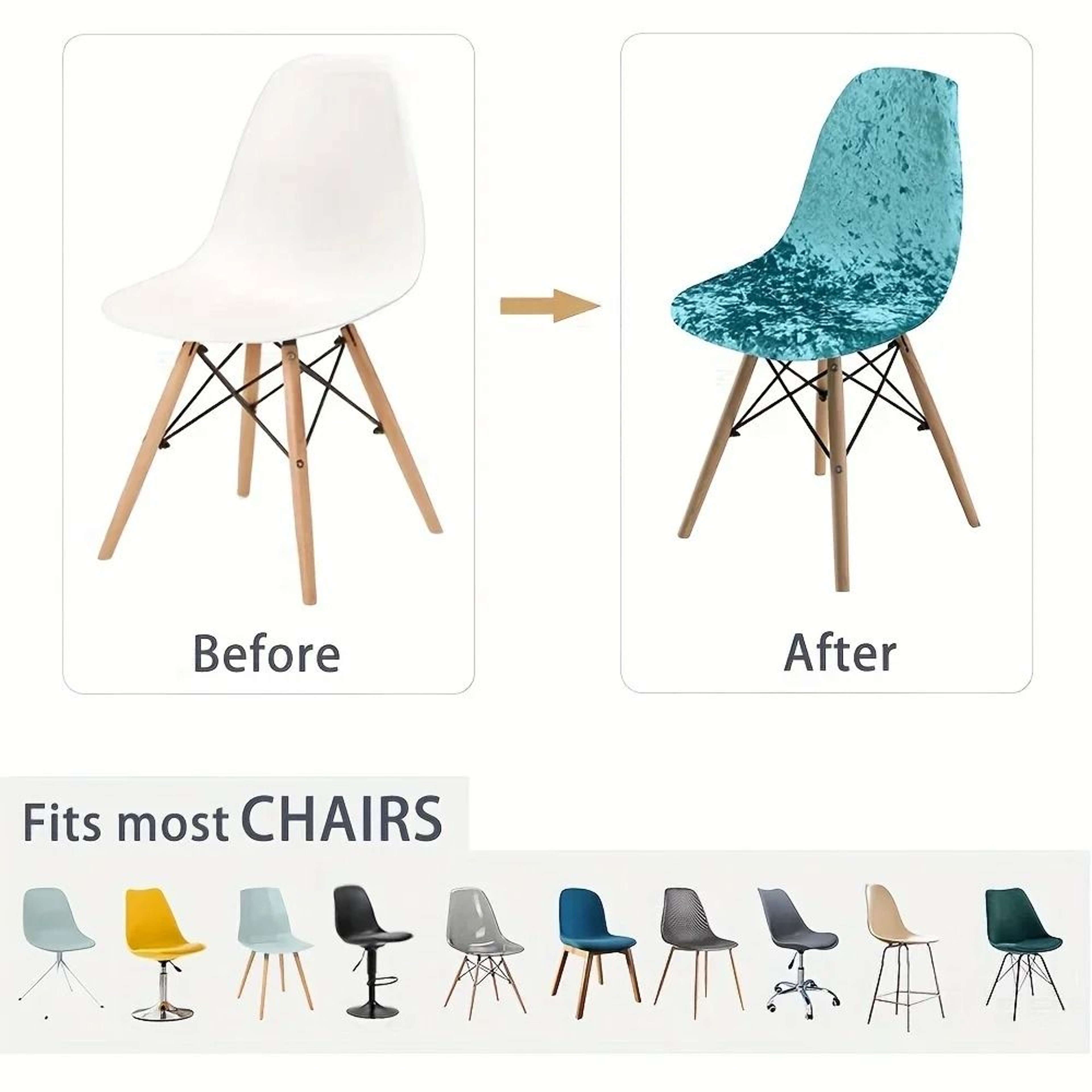 Velvet Shell Chair Cover Stretch Seat Protector For Bar And Dining Chairs 0