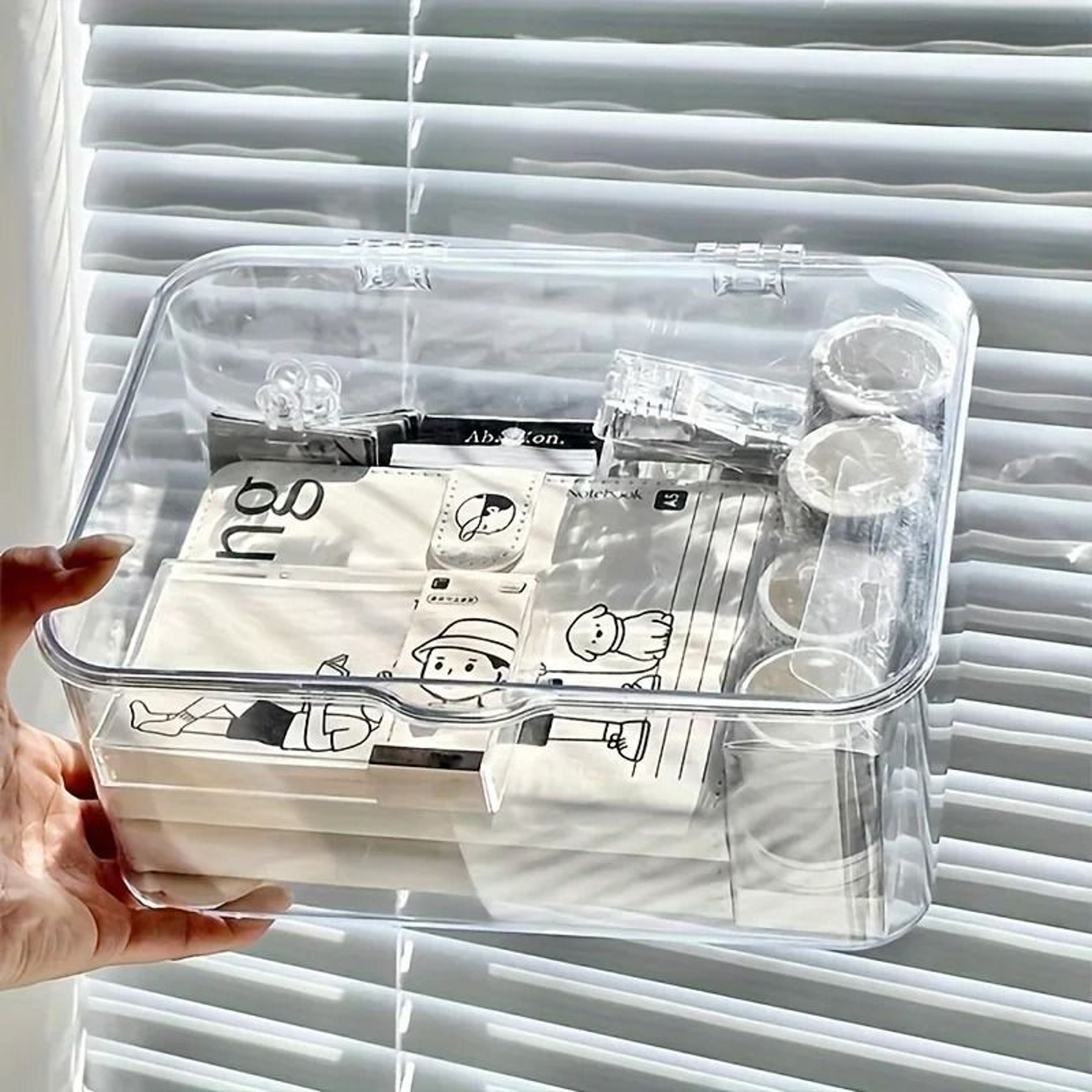 Clear Acrylic Storage Organizer Box With Clamshell Lid For Home And Office 3