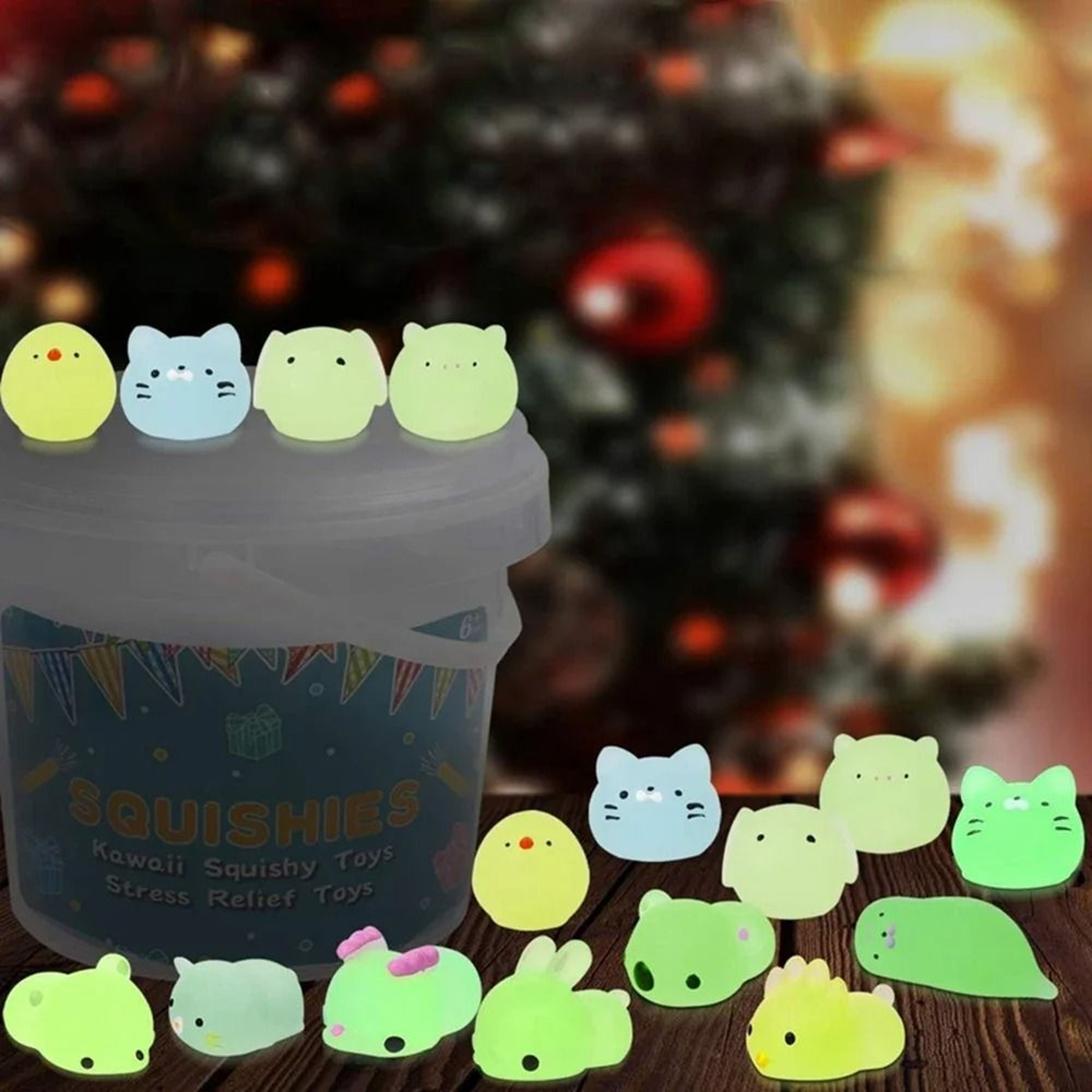 Glow In The Dark Animal Squishy Stress Toys Party Favor Set 5