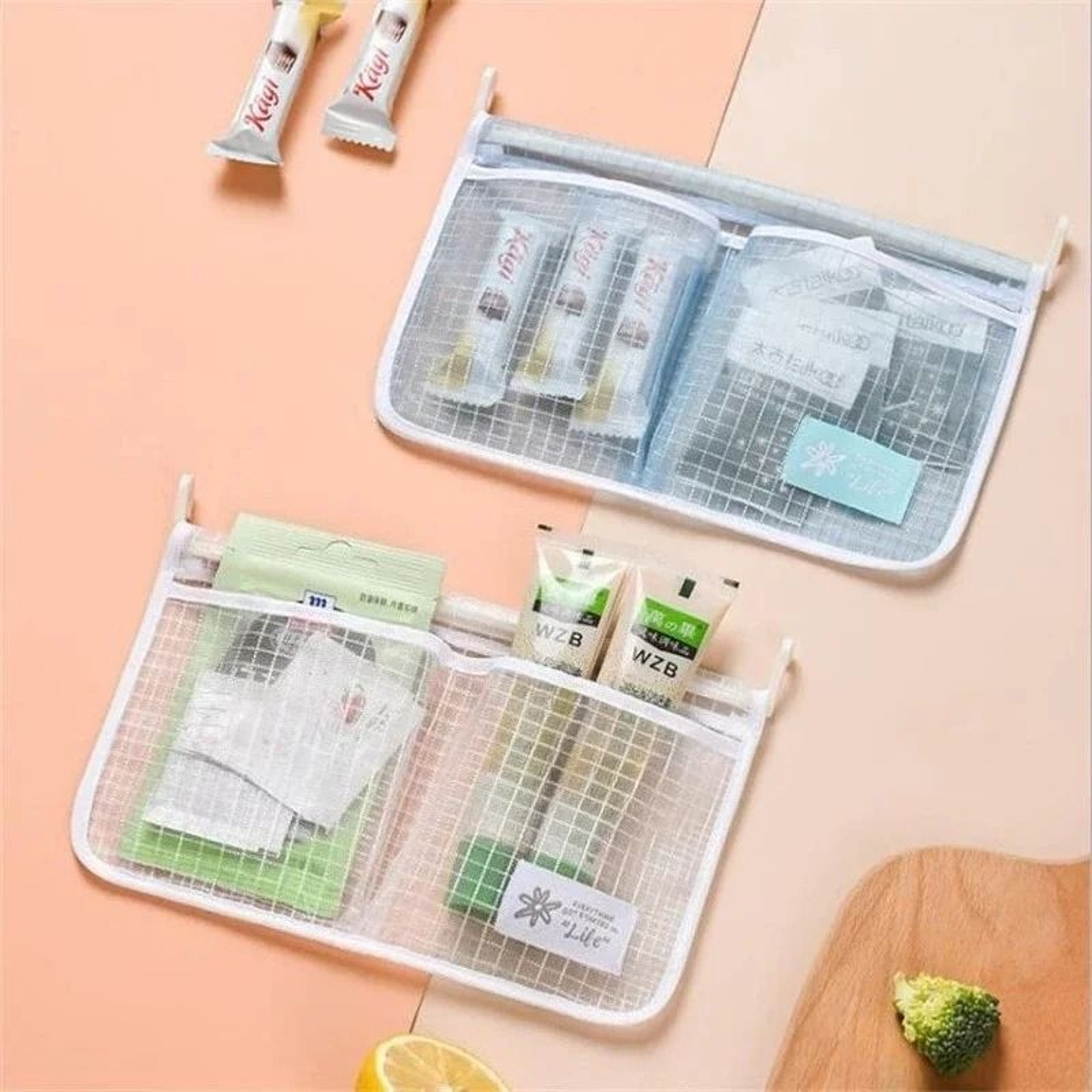 Hanging Refrigerator Storage Bag Double Compartment Kitchen Organizer 0