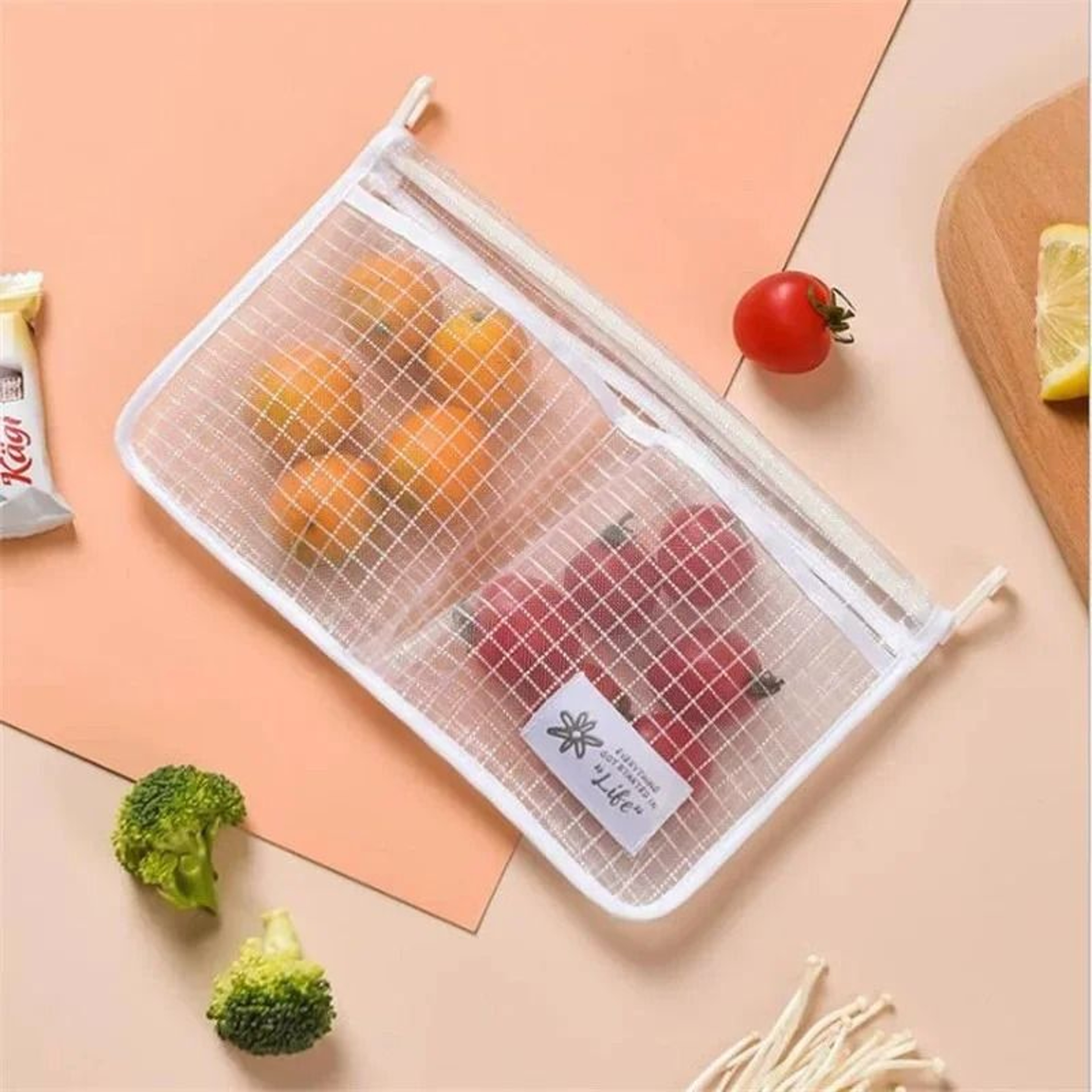 Hanging Refrigerator Storage Bag Double Compartment Kitchen Organizer 5