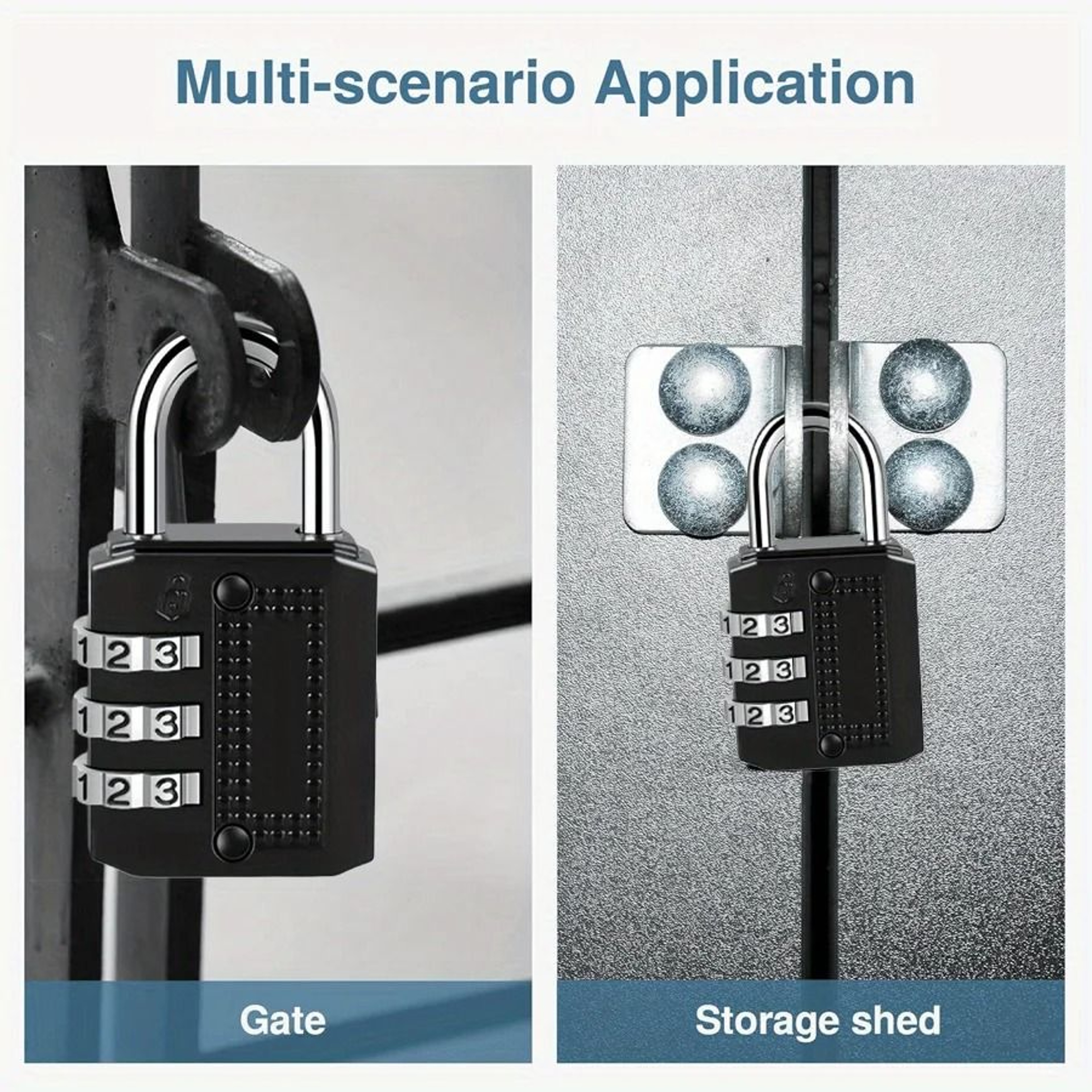 4 Digit Combination Padlock Set Weather Resistant Security Locks 3