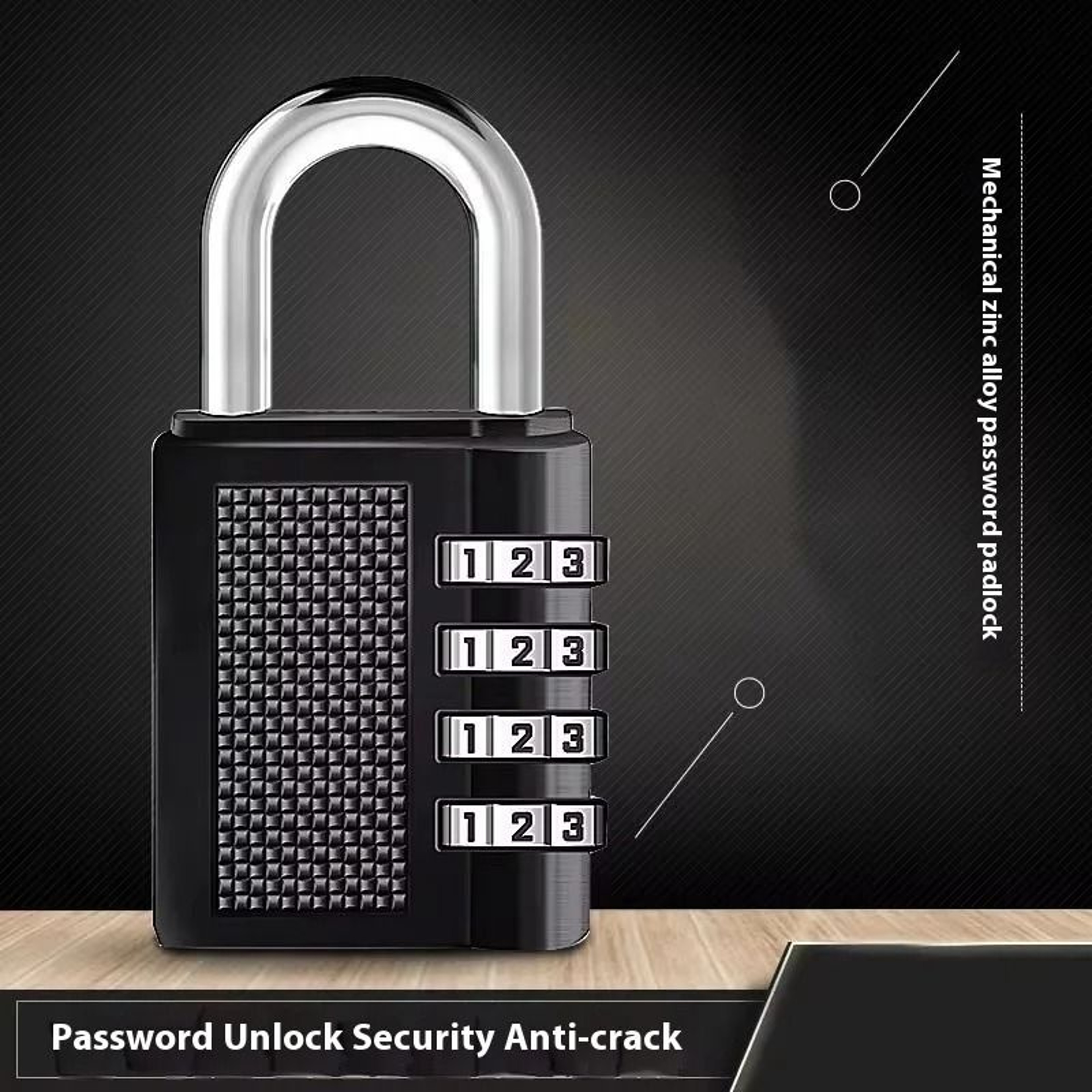 4 Digit Combination Padlock Set Weather Resistant Security Locks 6