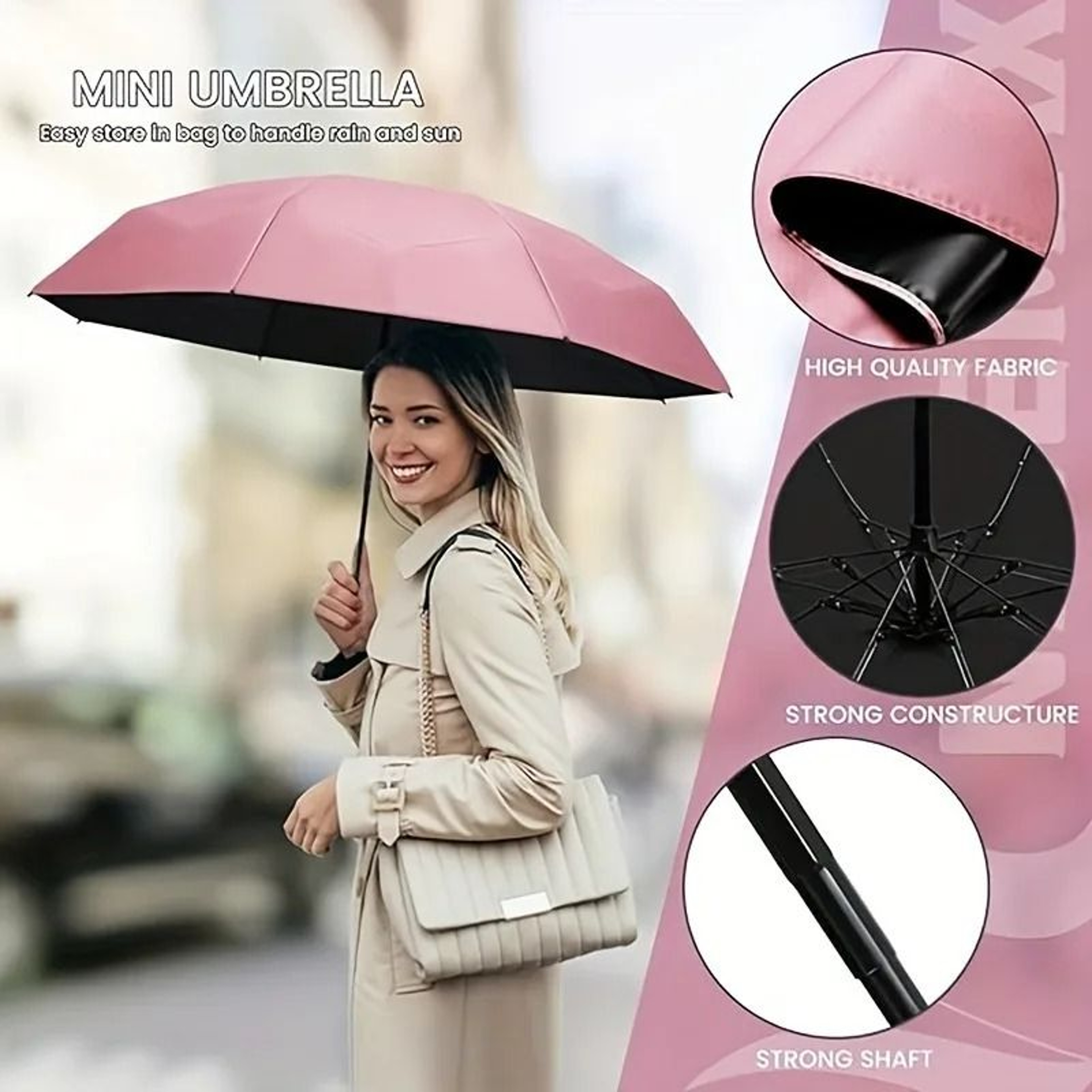 6 Fold Mini Travel Umbrella Compact Sun And Rain Protection 6