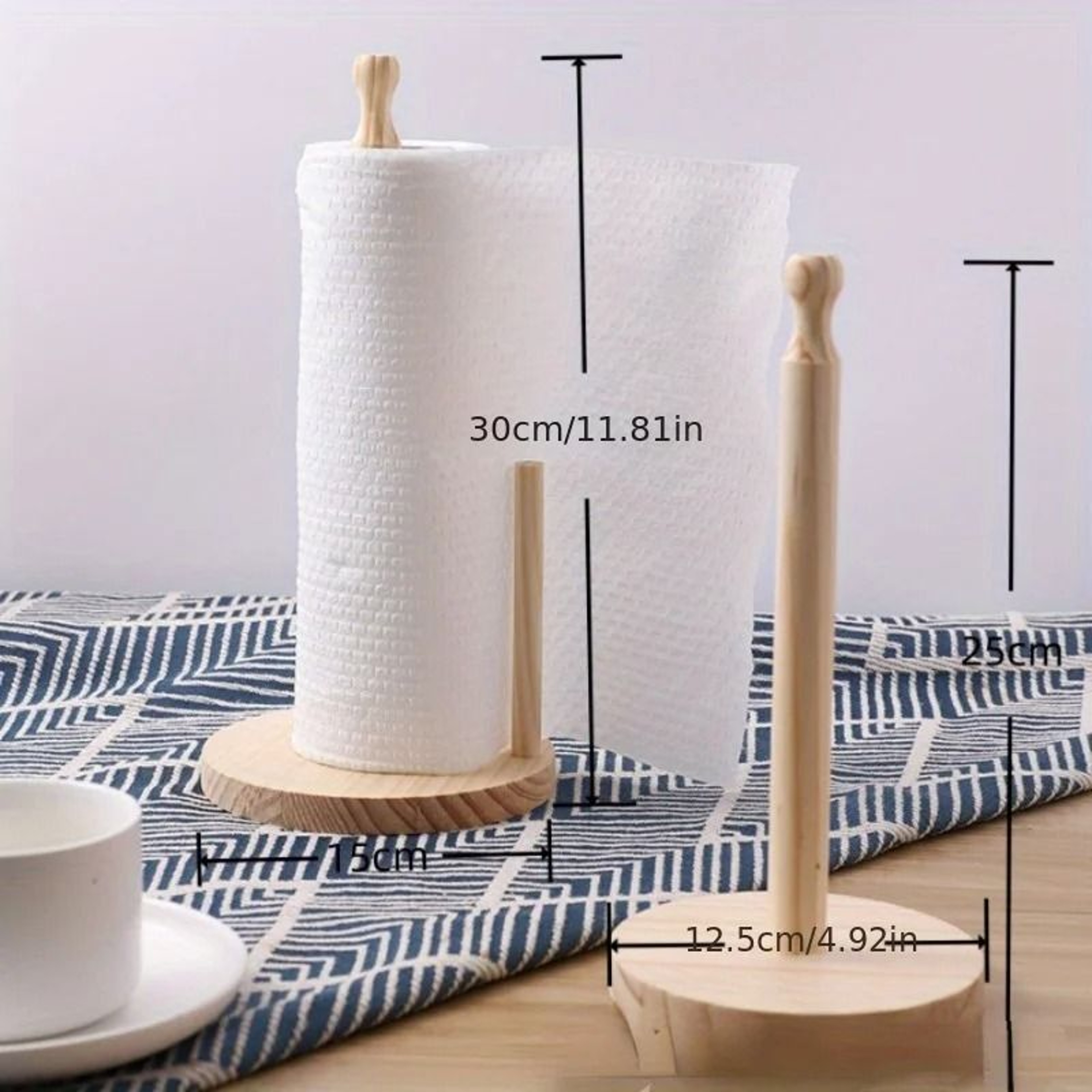 Wooden Paper Towel Holder Vertical Tissue Rack For Kitchen And Home 0