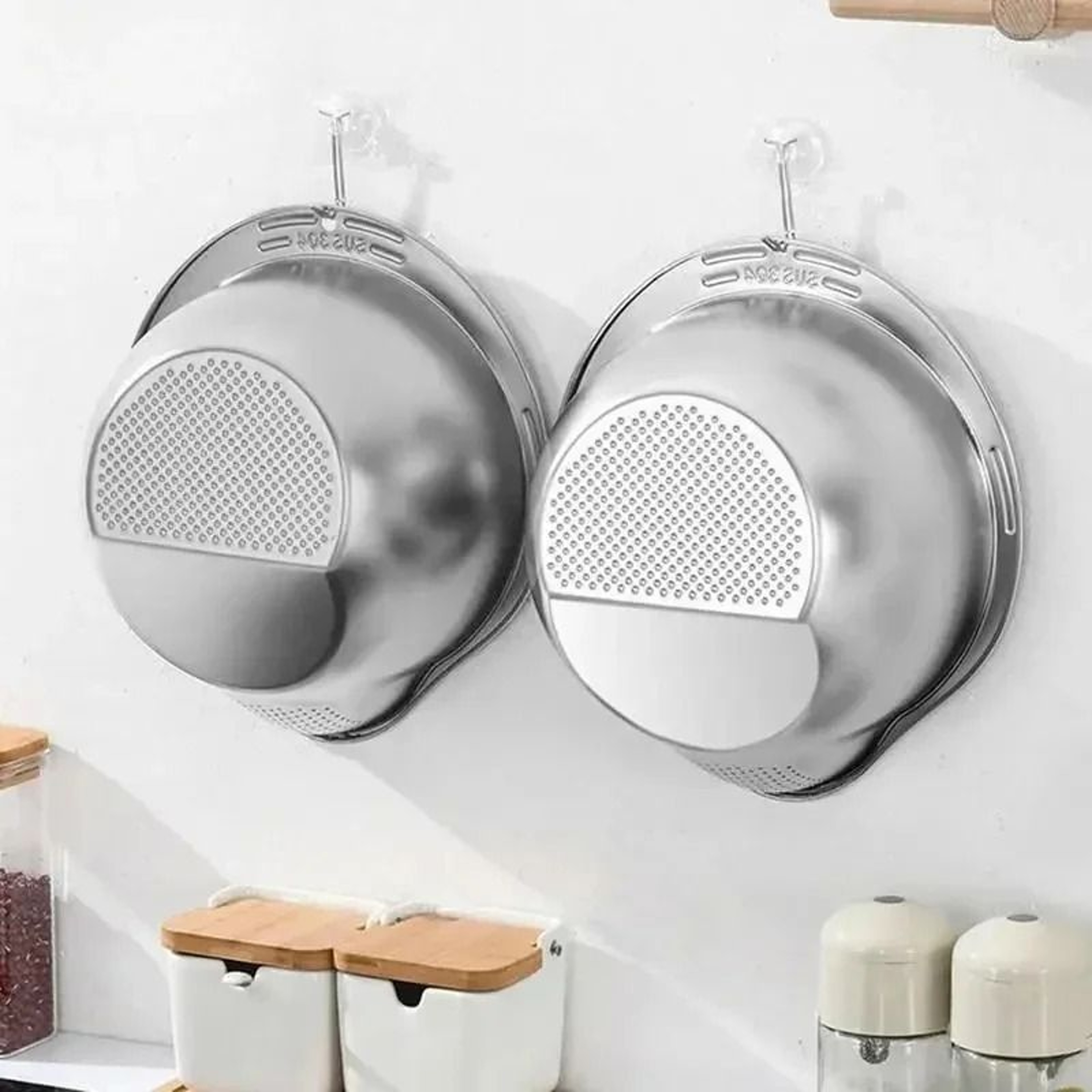 Stainless Steel Rice Washer Strainer Bowl 304 Kitchen Colander 6