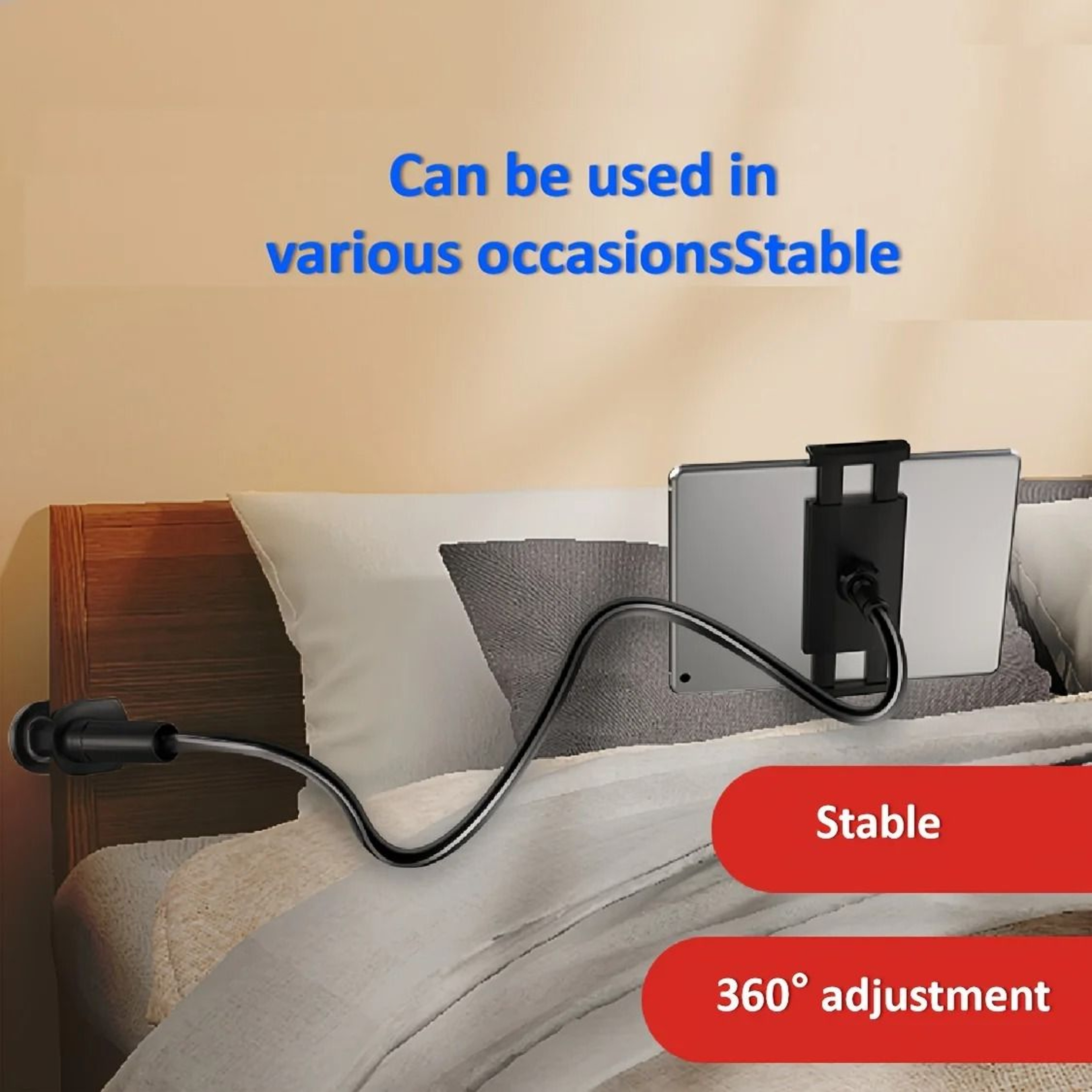 Gooseneck Tablet Mount Holder Flexible Bed Desk Stand For Phones And Tablets 7