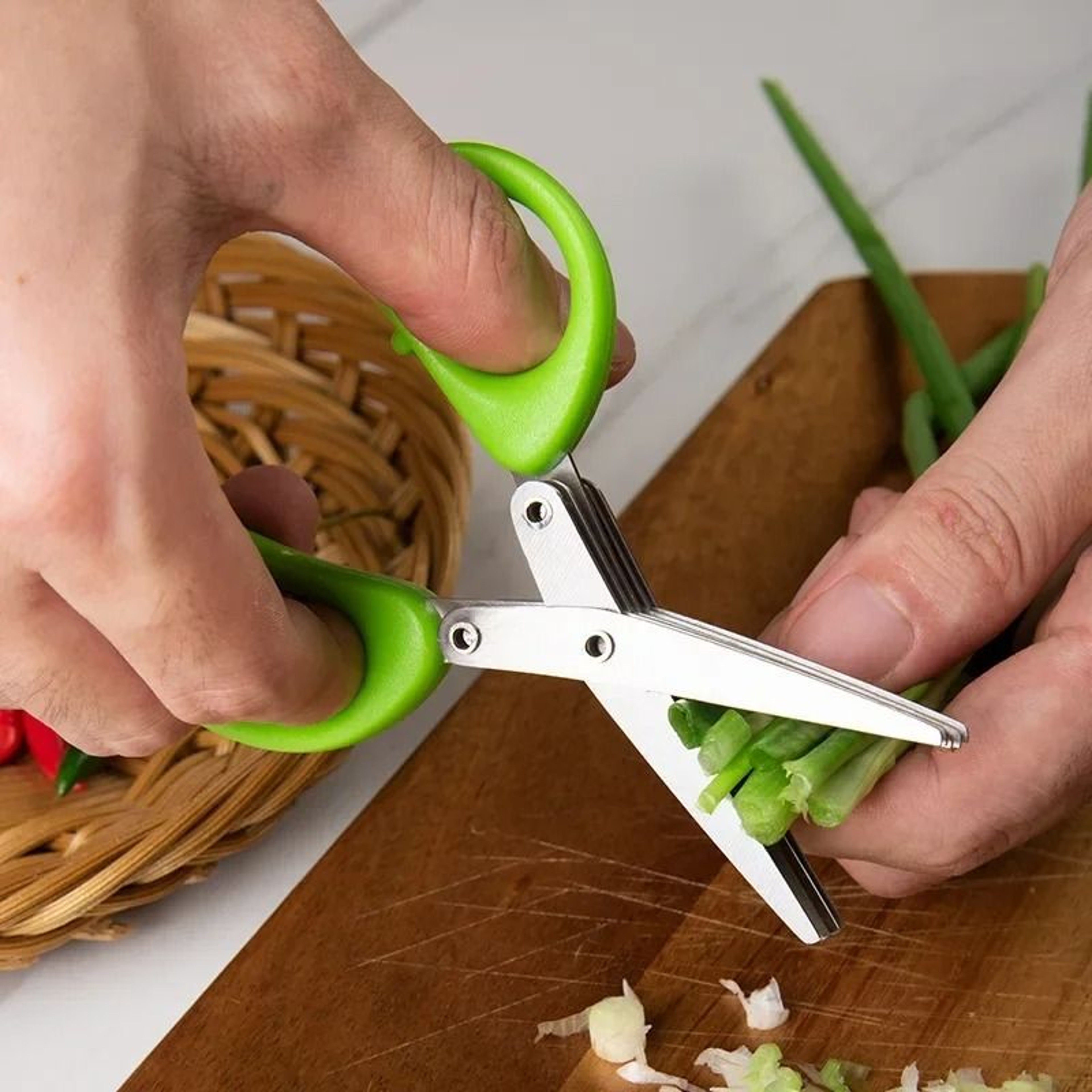 Multi Layer Stainless Steel Kitchen Scissors Herb And Vegetable Cutter 4