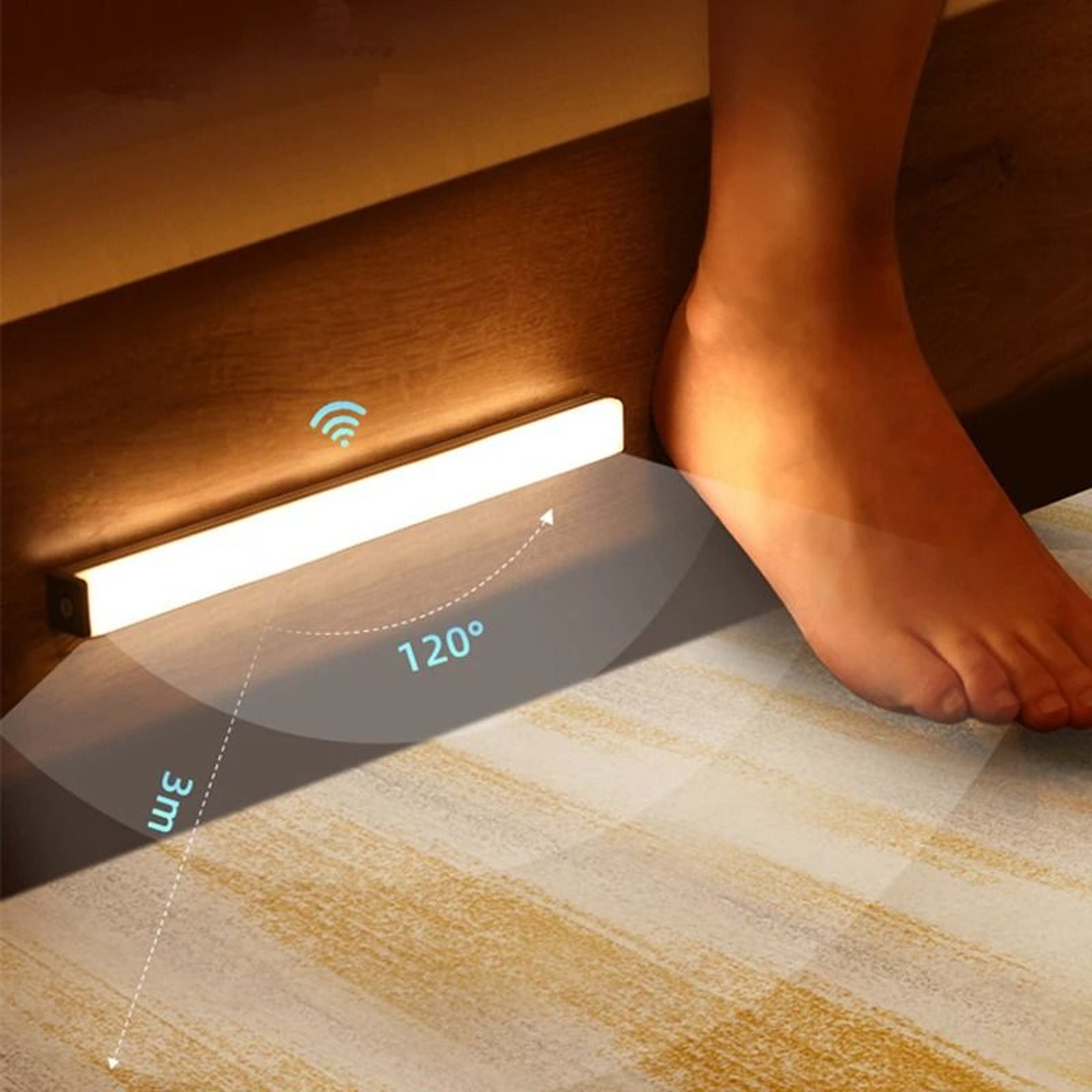 Wireless Motion Sensor LED Night Light USB Rechargeable Cabinet Lamp 7