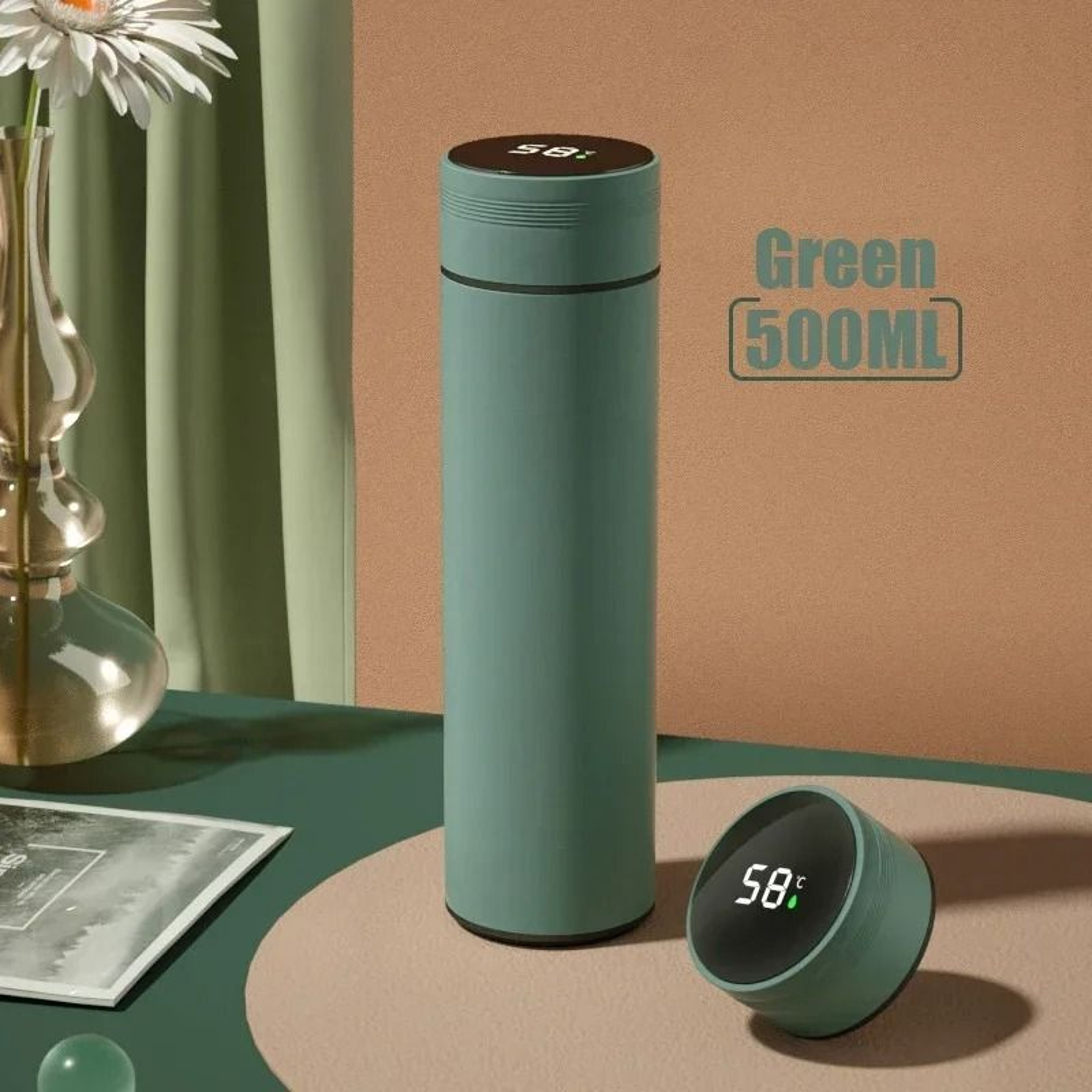 Smart Temperature Display Stainless Steel Vacuum Thermos Cup 500ml 5