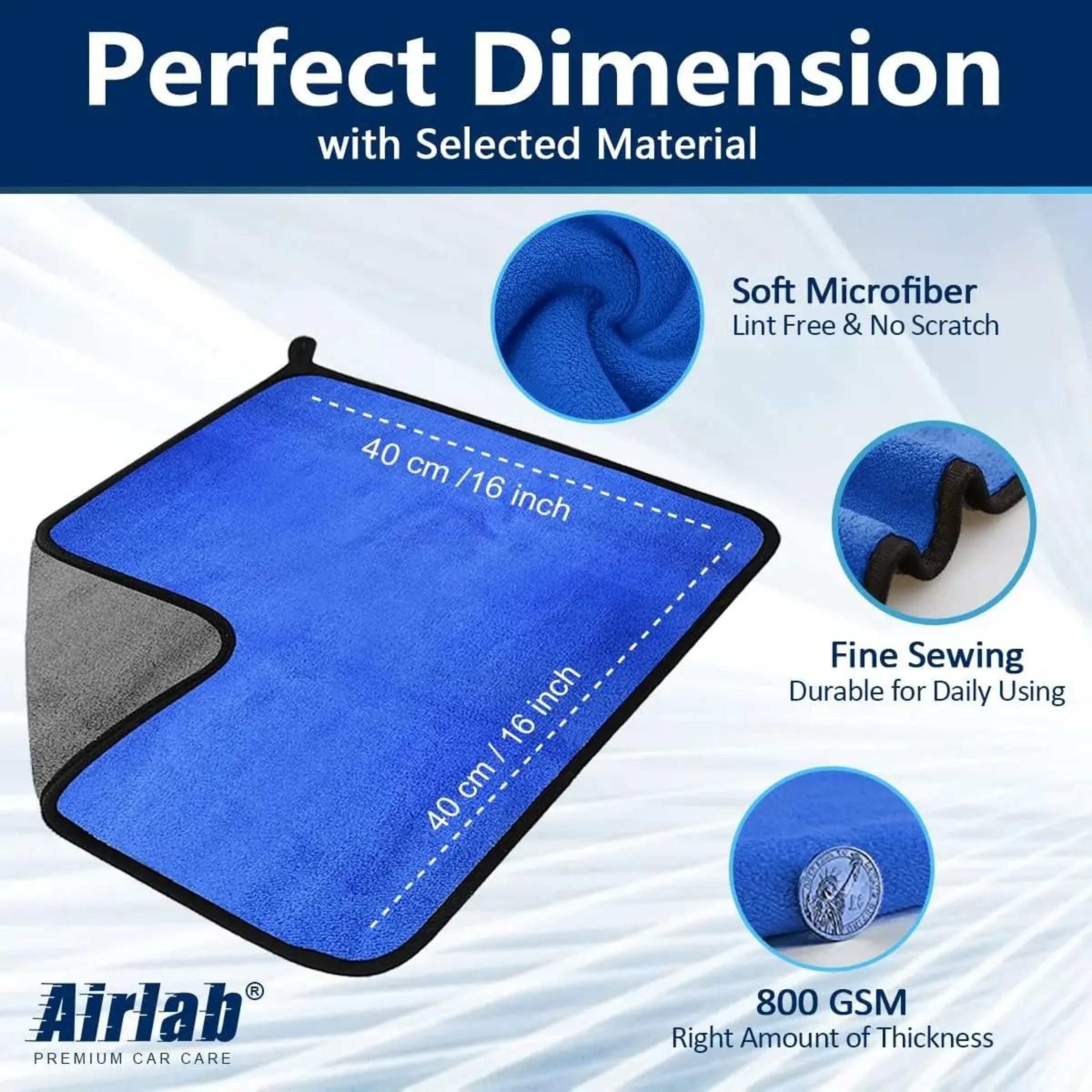 500GSM Microfiber Car Washing Towel Double Layer Quick Dry Cloth 5