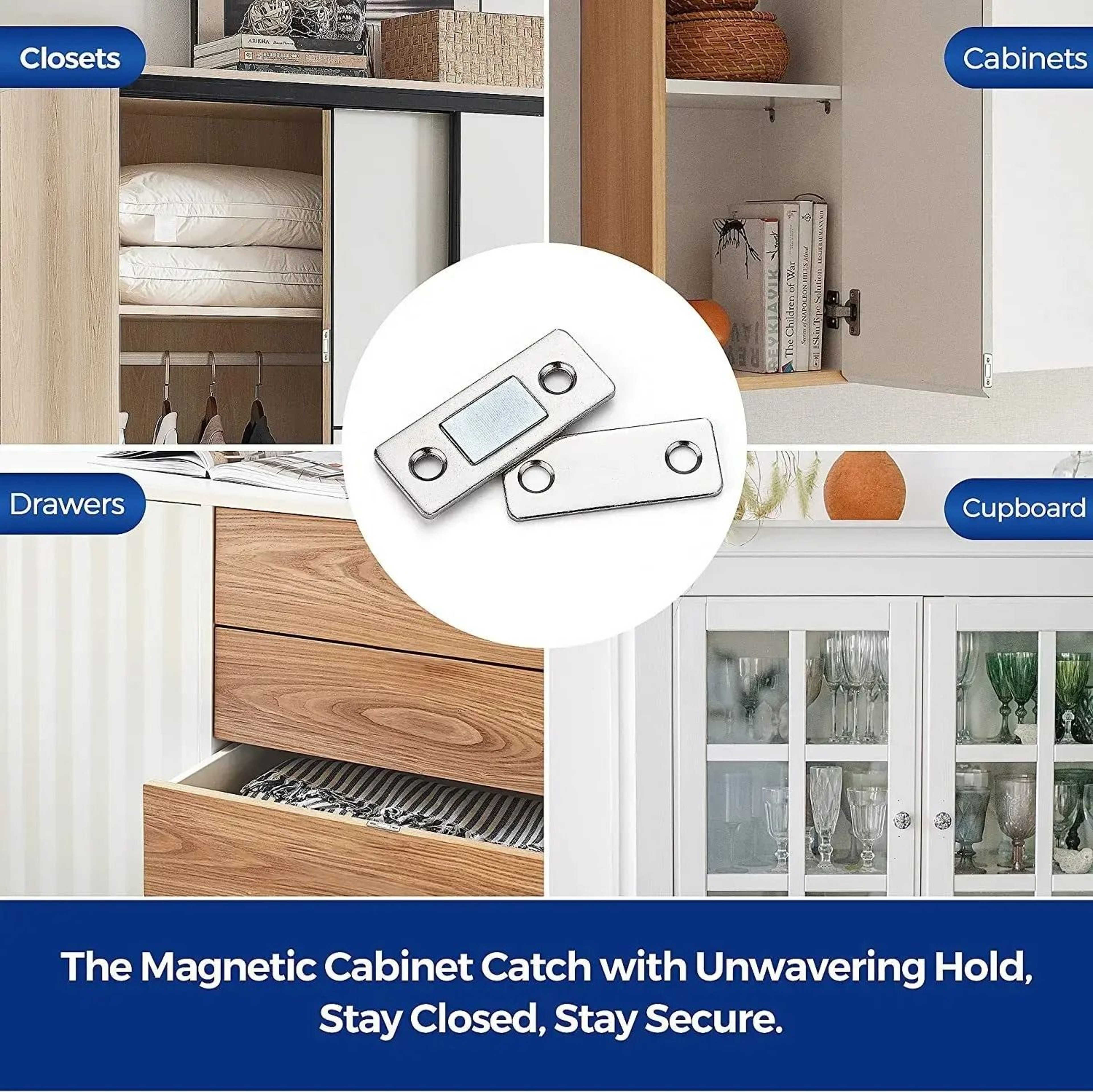 Ultra Thin Magnetic Cabinet Catch Adhesive Door Latch Set 0