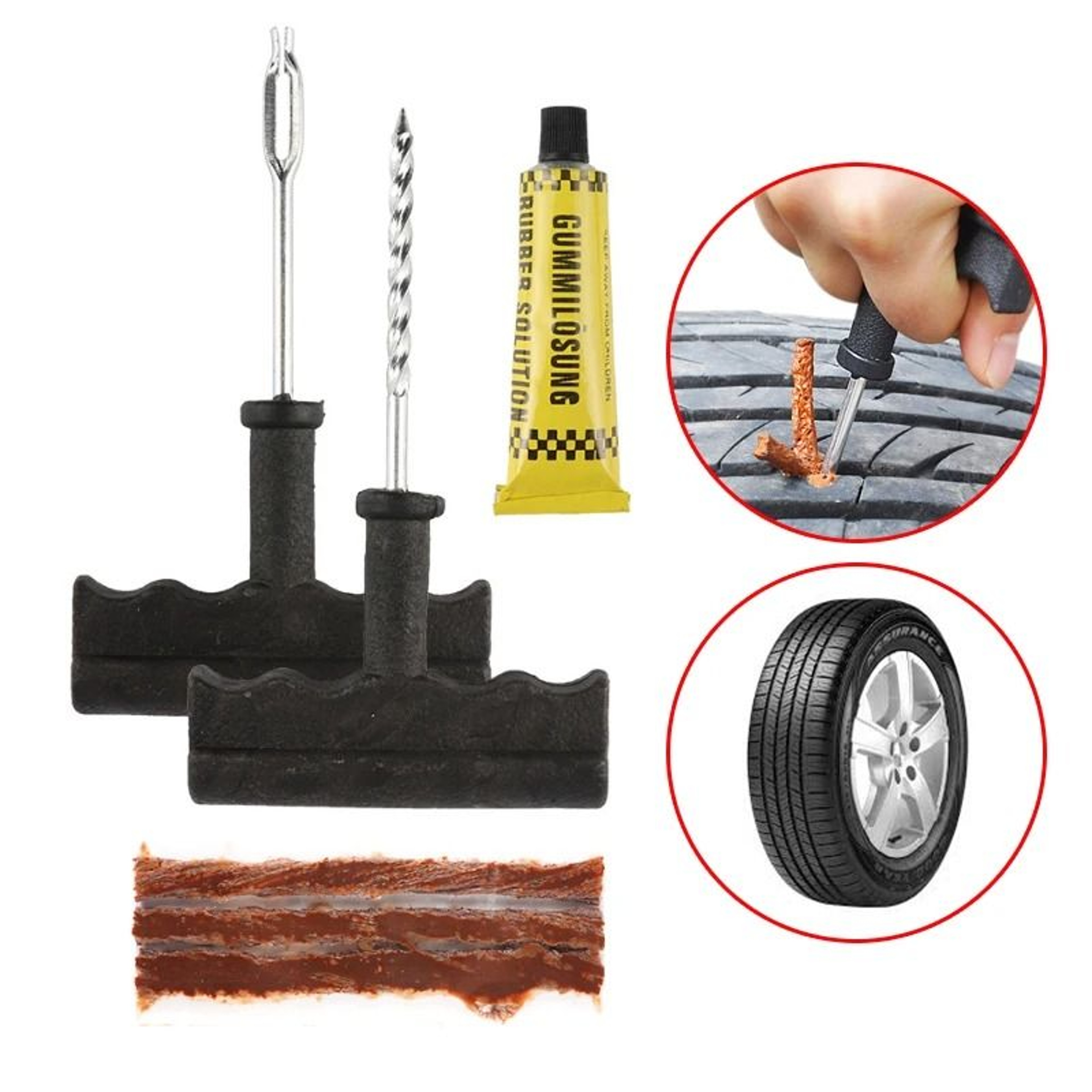 Car Tire Repair Tool Kit Tubeless Tyre Puncture Plug Set For Cars And Motorcycles 12