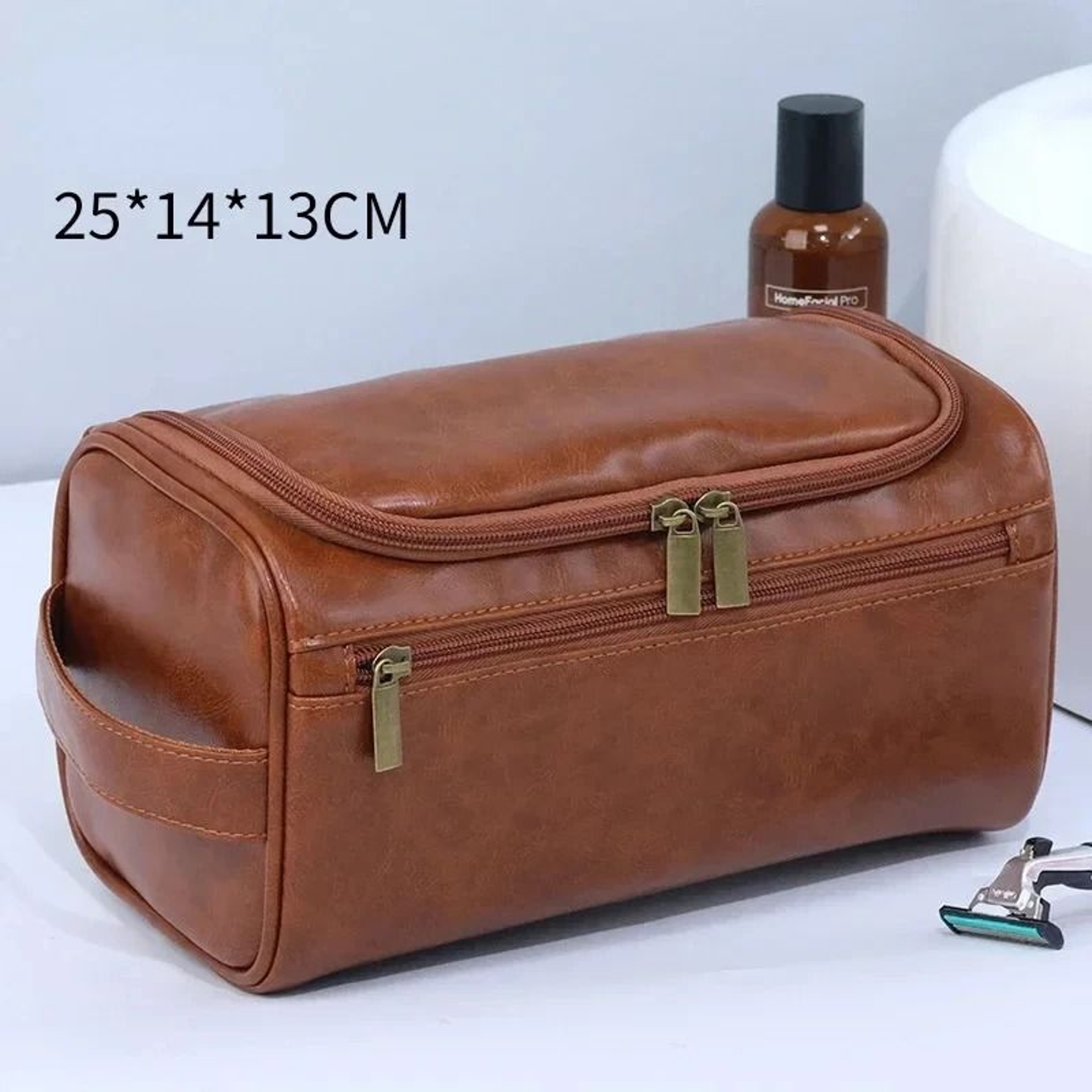 Leather Hanging Toiletry Bag Travel Dopp Kit For Men And Women 3