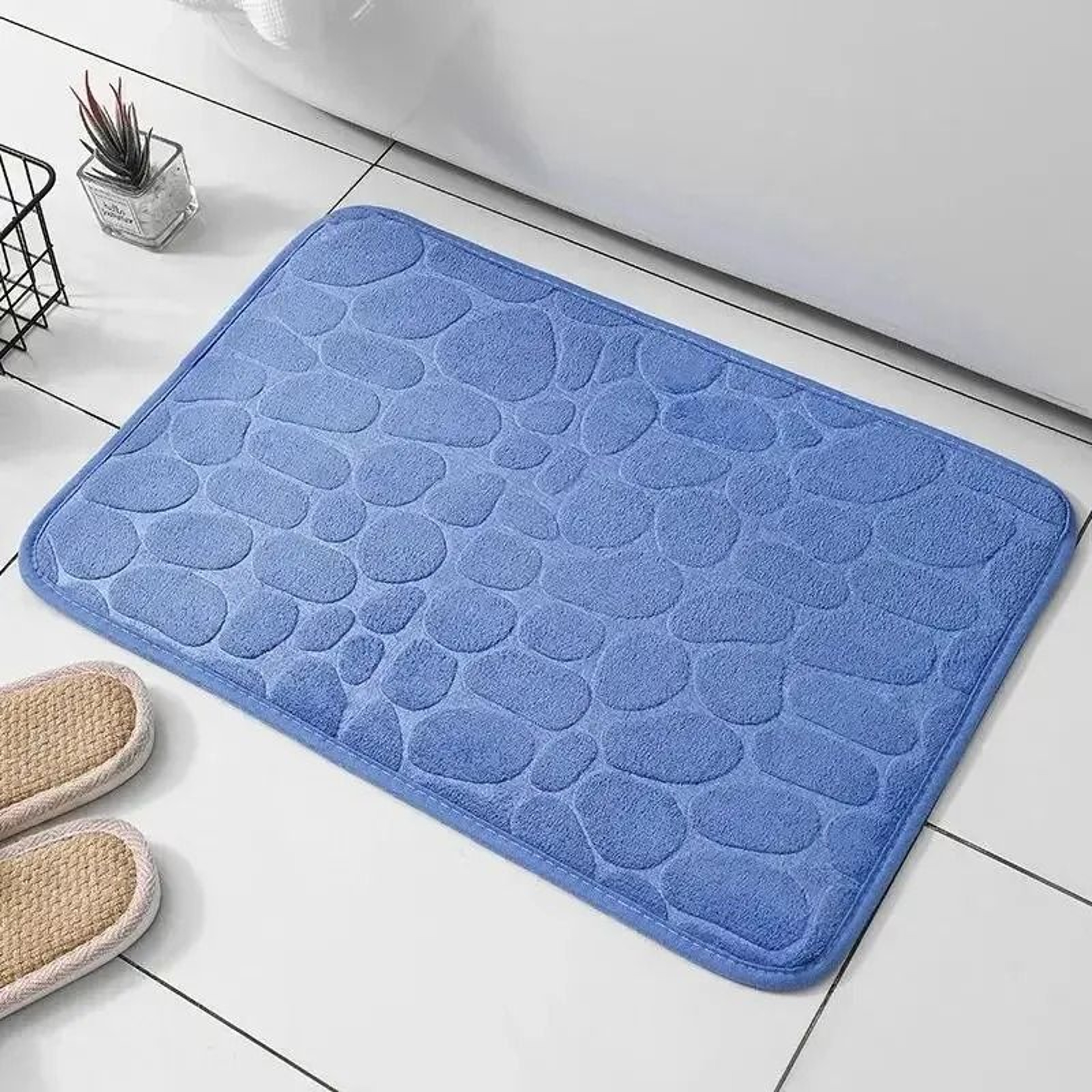 Anti Slip Pebble Bathroom Mat Embossed Fiber Floor Carpet 1