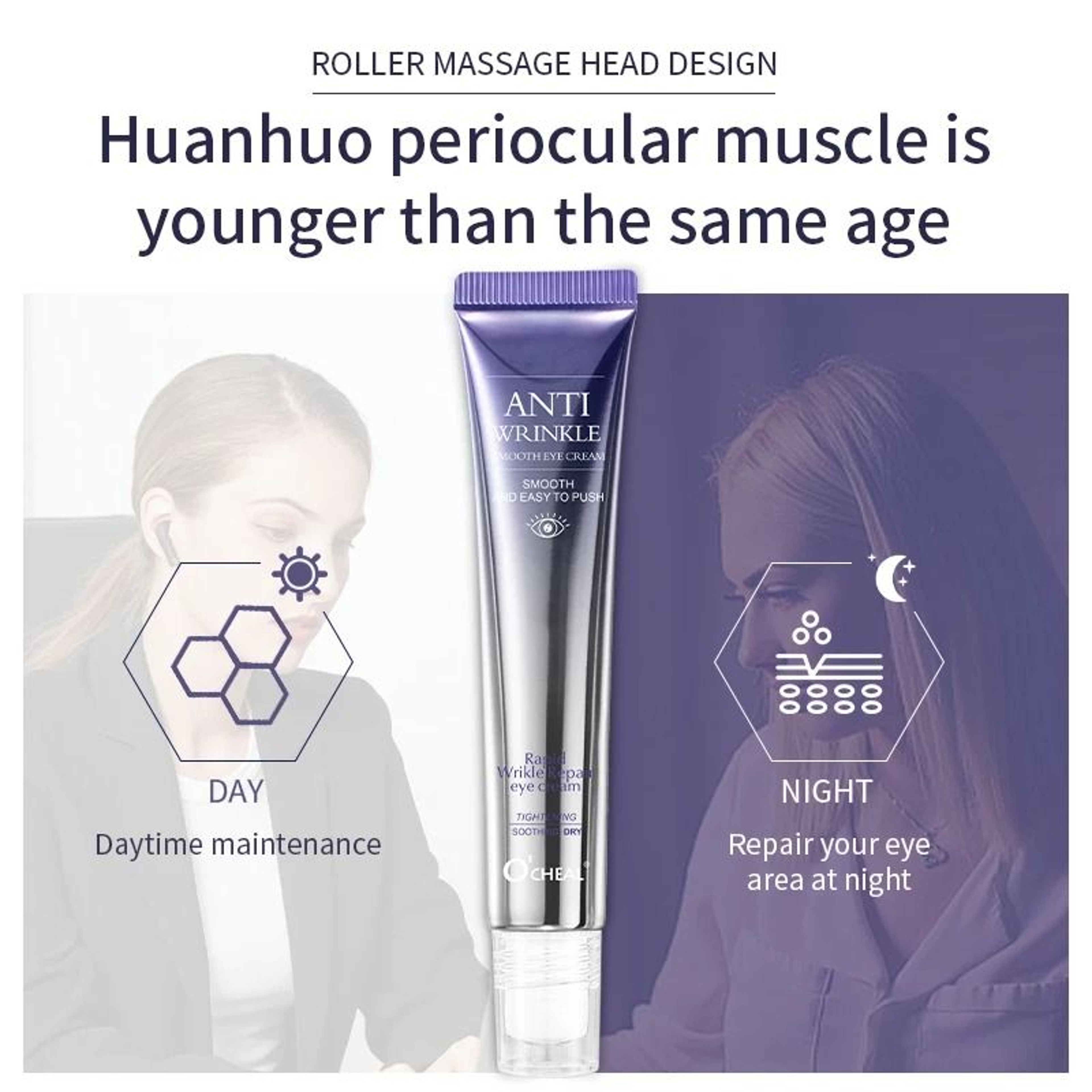 OCHEAL Anti Wrinkle Eye Cream With Roller Hyaluronic Acid Eye Care 6