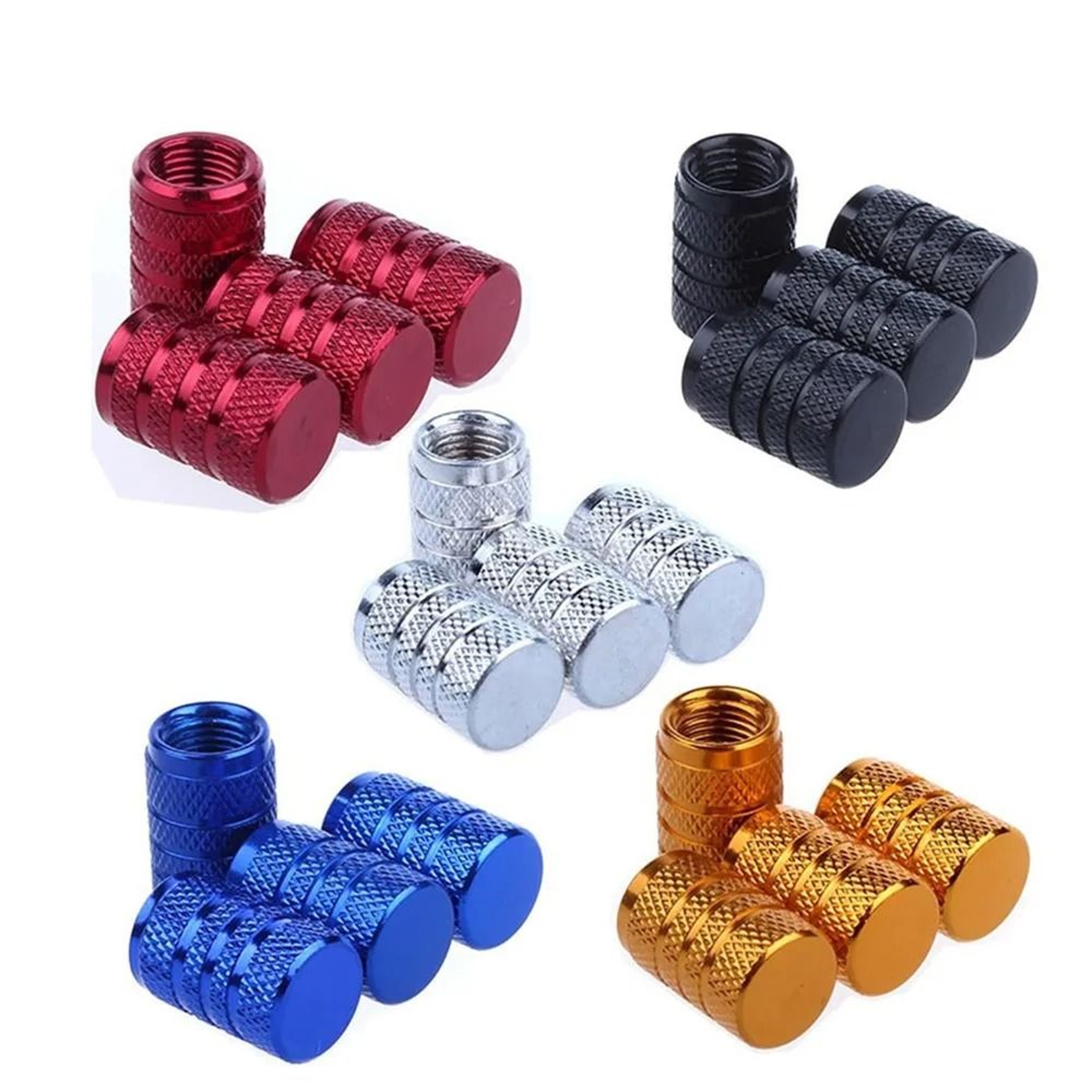 Aluminum Tire Valve Caps Knurled Car Wheel Air Stem Covers Set Of 4 0