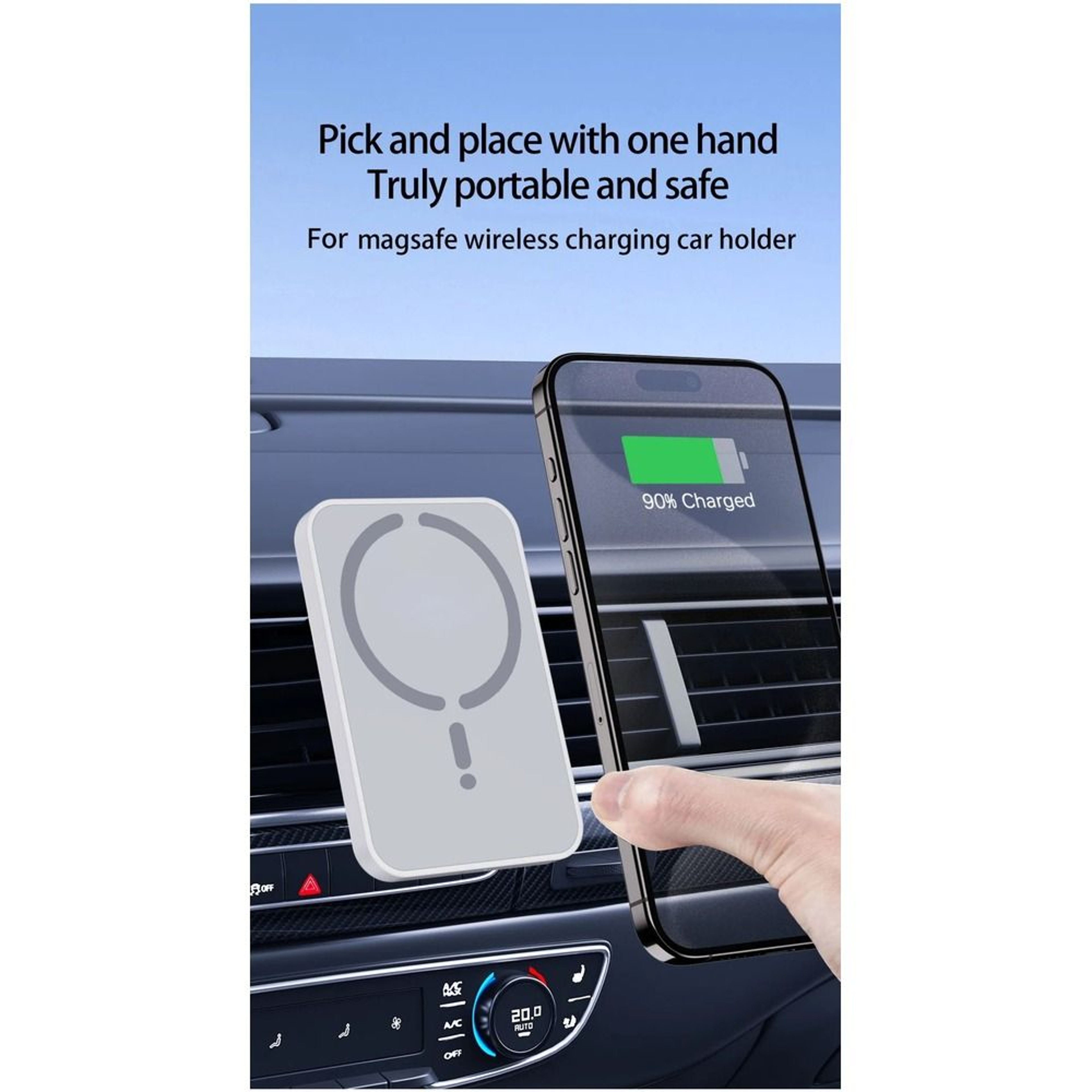 Magnetic Car Wireless Charger 15W MagSafe Phone Holder Fast Charging Mount 3