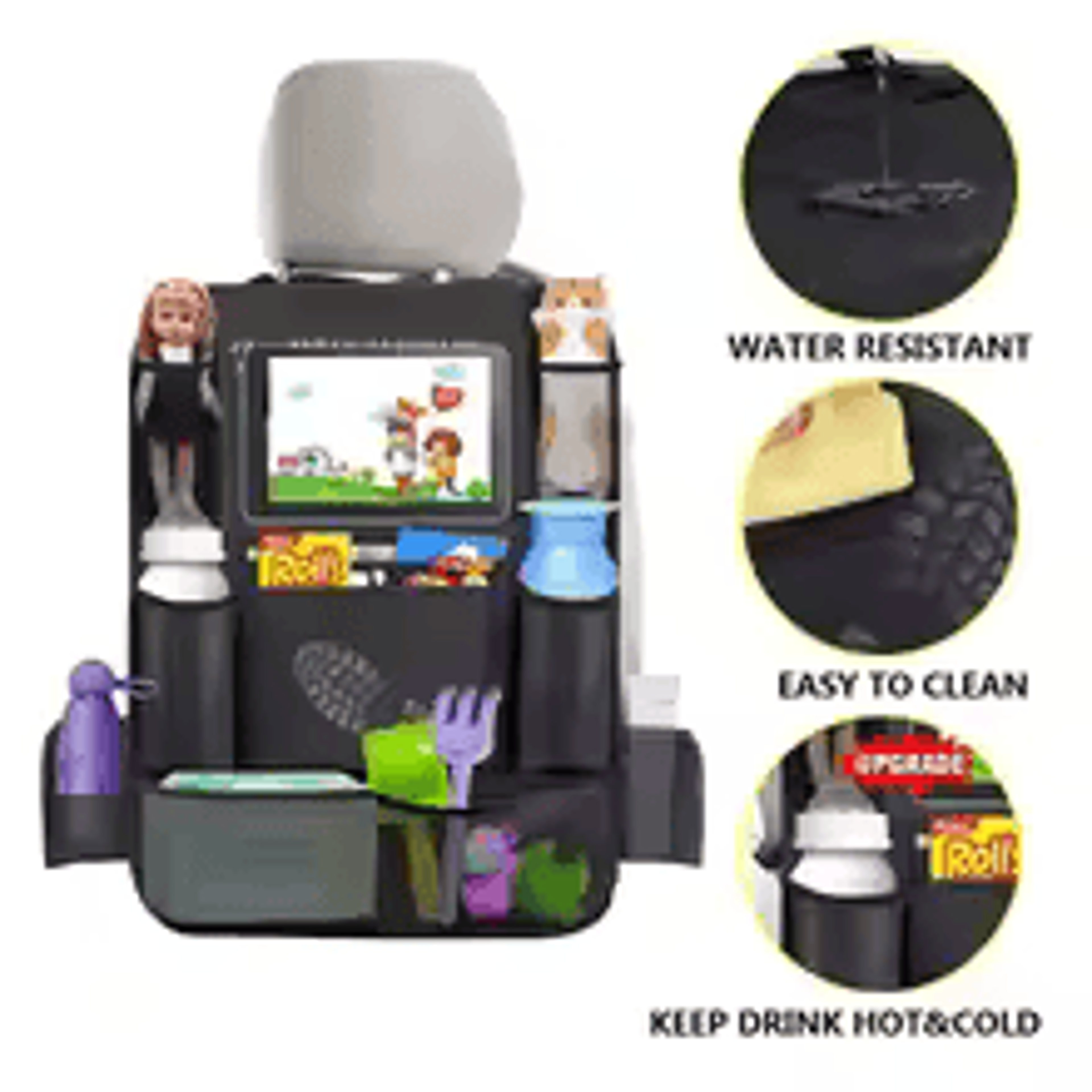 Car Backseat Organizer With Touch Screen Tablet Holder And Storage Pockets 6