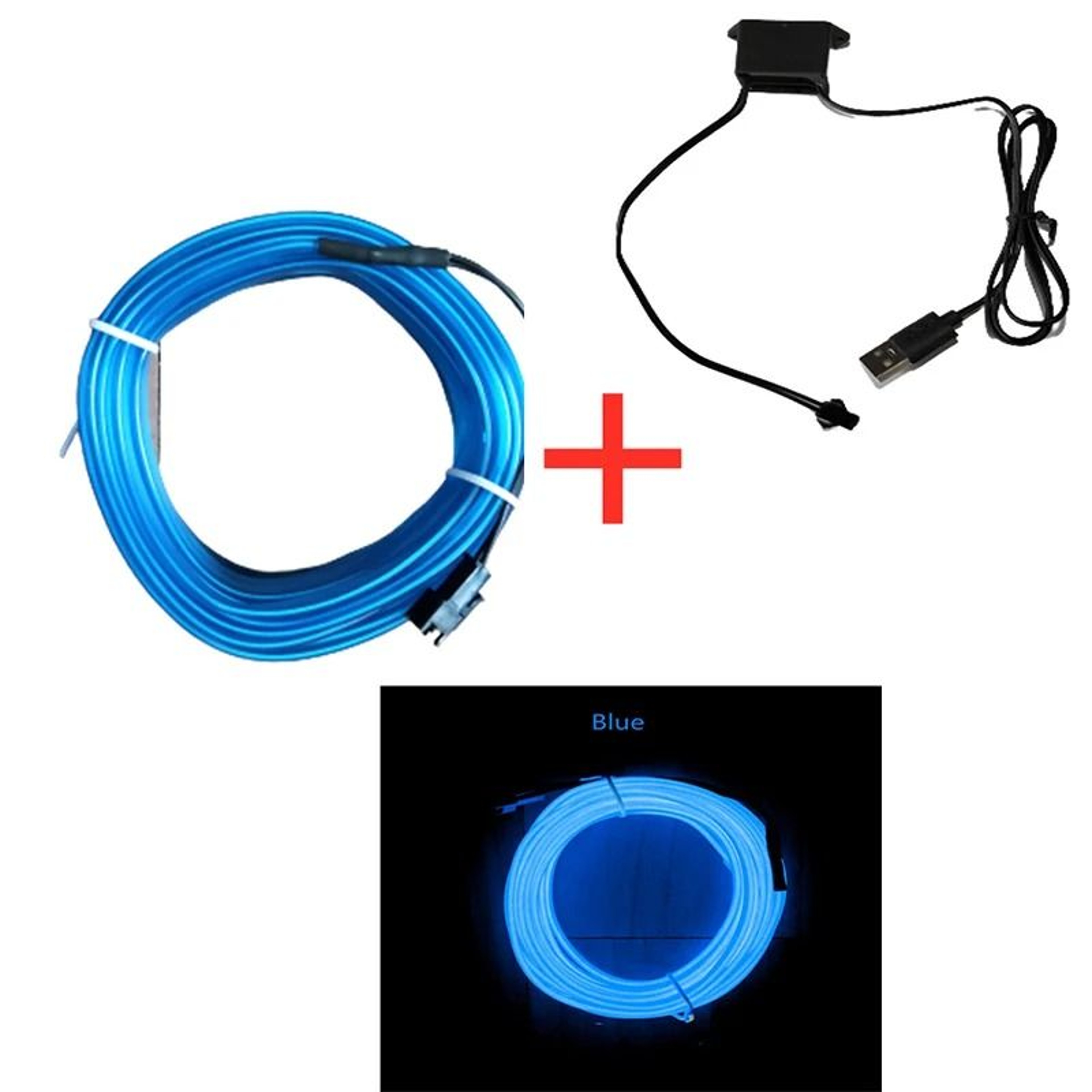 Car Interior LED Light EL Wire Neon Strip USB Ambient Decorative Lighting 1