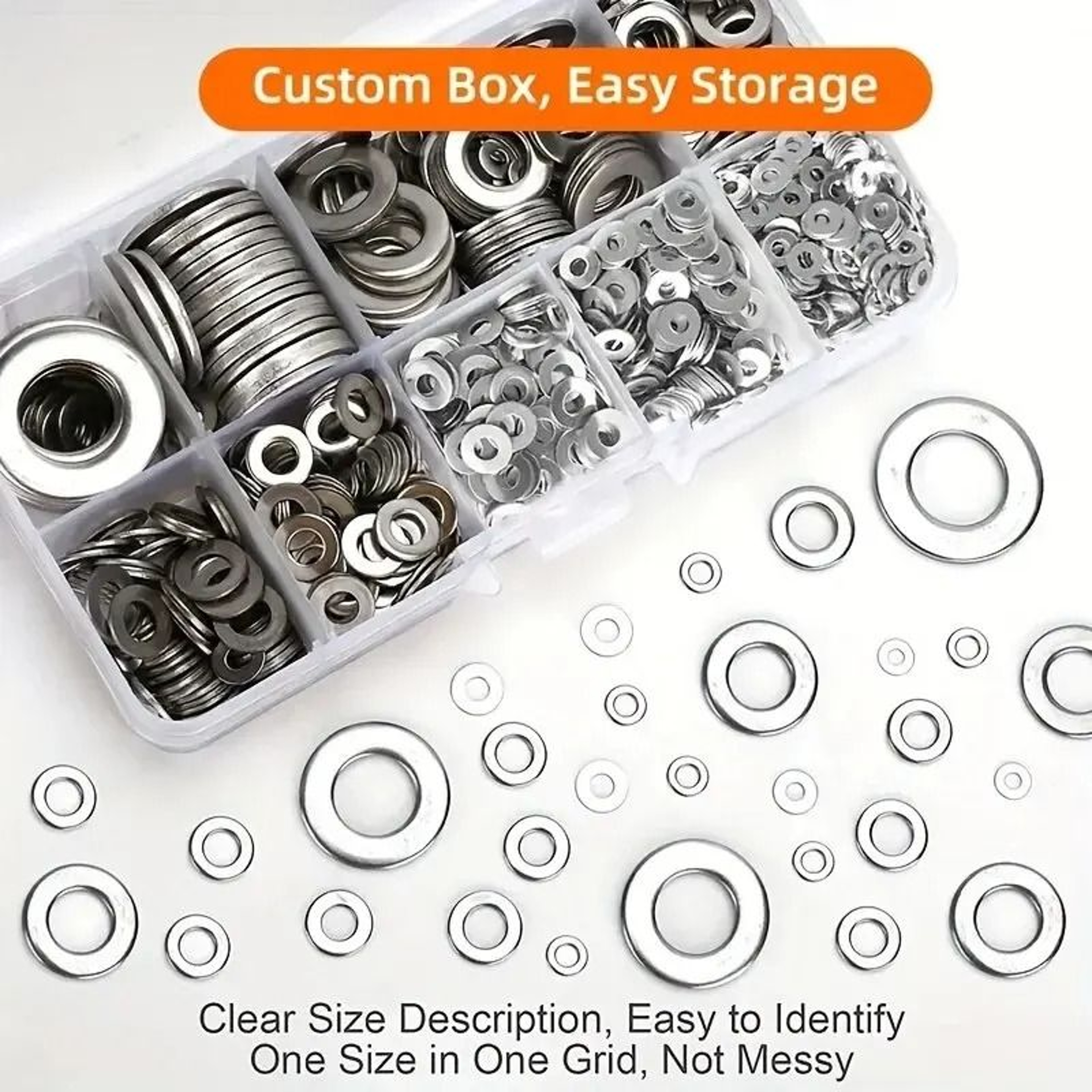 304 Stainless Steel Flat Washers Set Durable Hardware Assortment 3