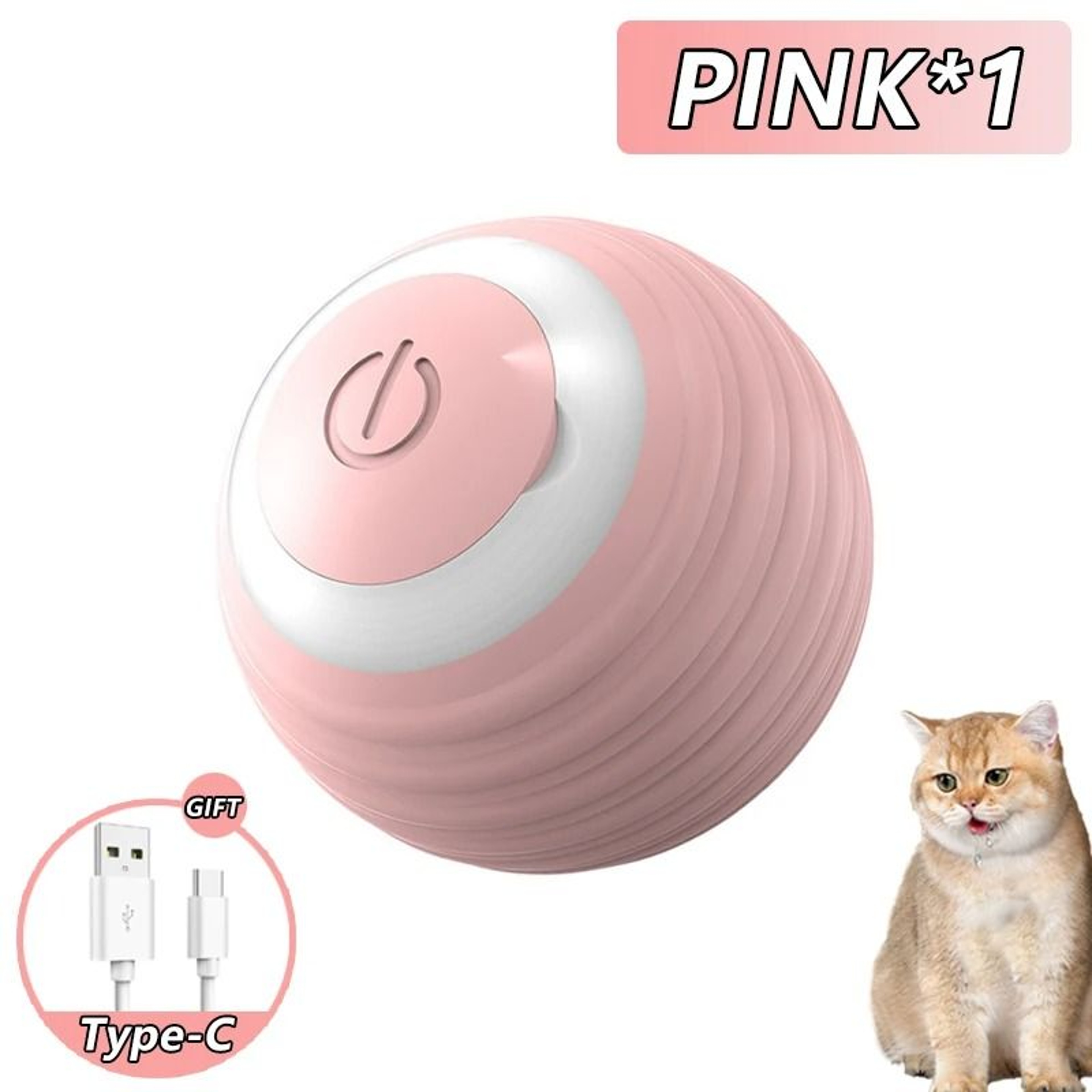 Interactive Cat Toy Automatic Rolling Ball With Faux Tail Rechargeable Smart Pet Toy 2