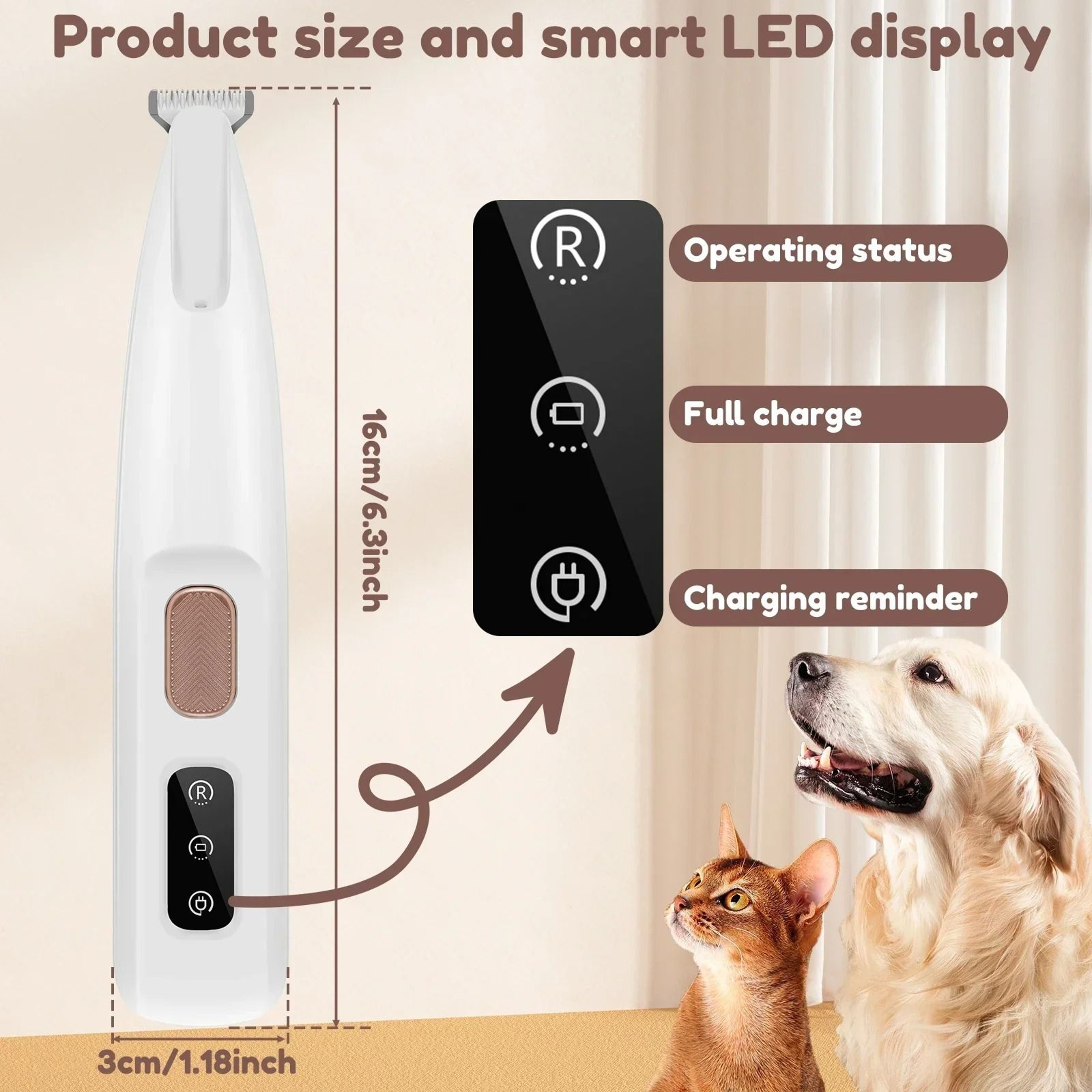 Waterproof Dog Paw Trimmer With LED Light And Wide Blade Grooming Clipper 11