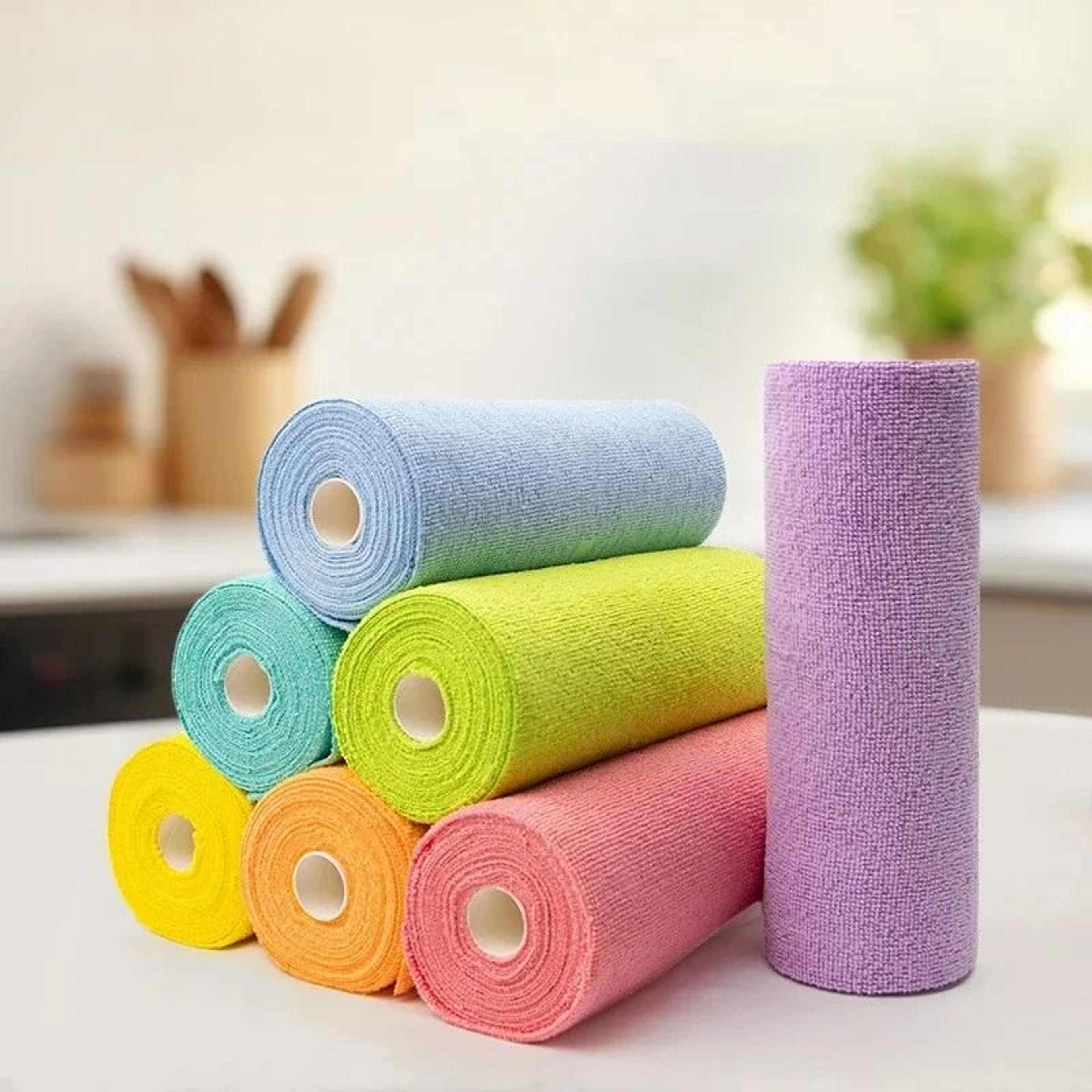 Reusable Microfiber Cleaning Wipe Roll Kitchen Cloth Paper Towel Alternative 0
