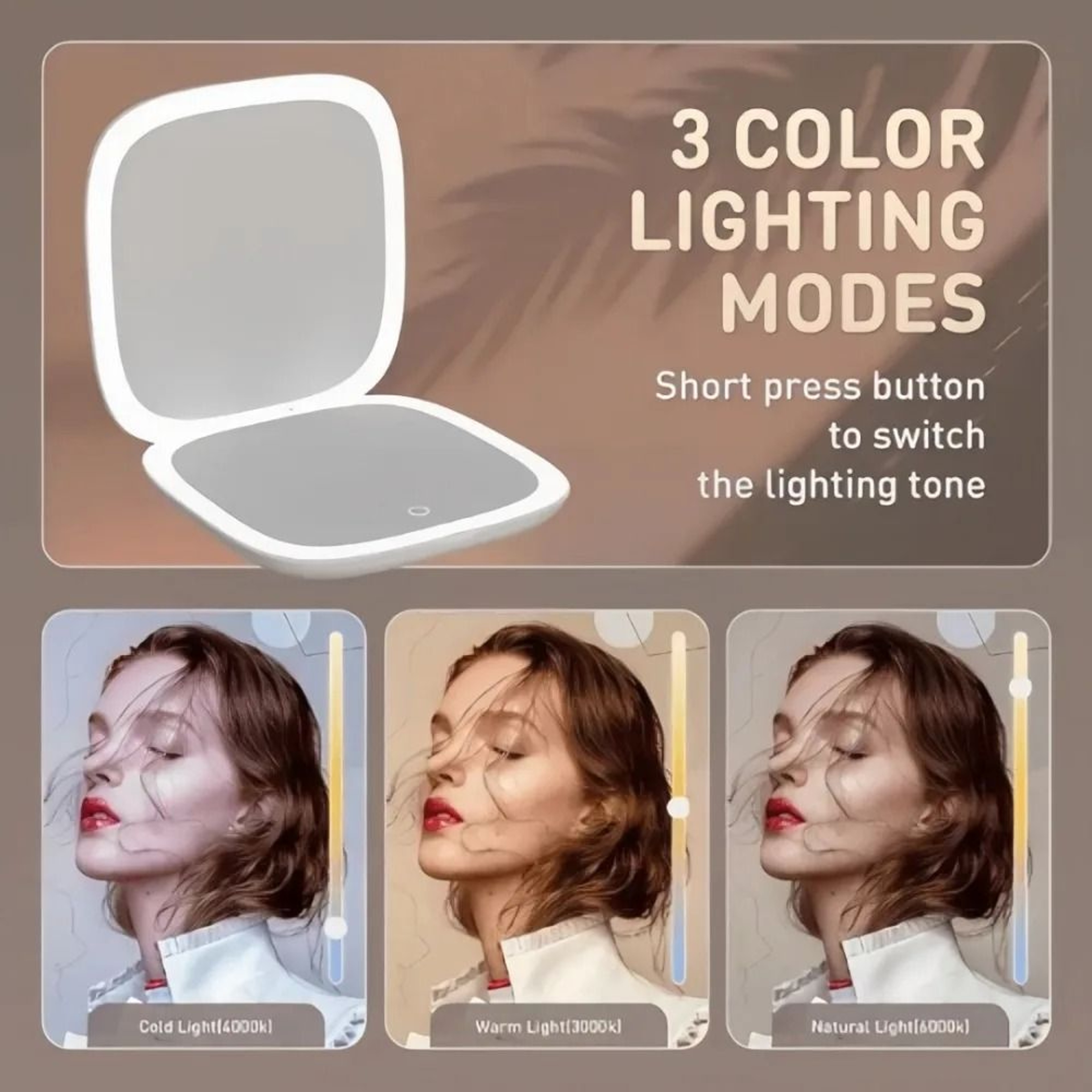 Double Sided LED Makeup Mirror With 3x Magnification USB Rechargeable 7