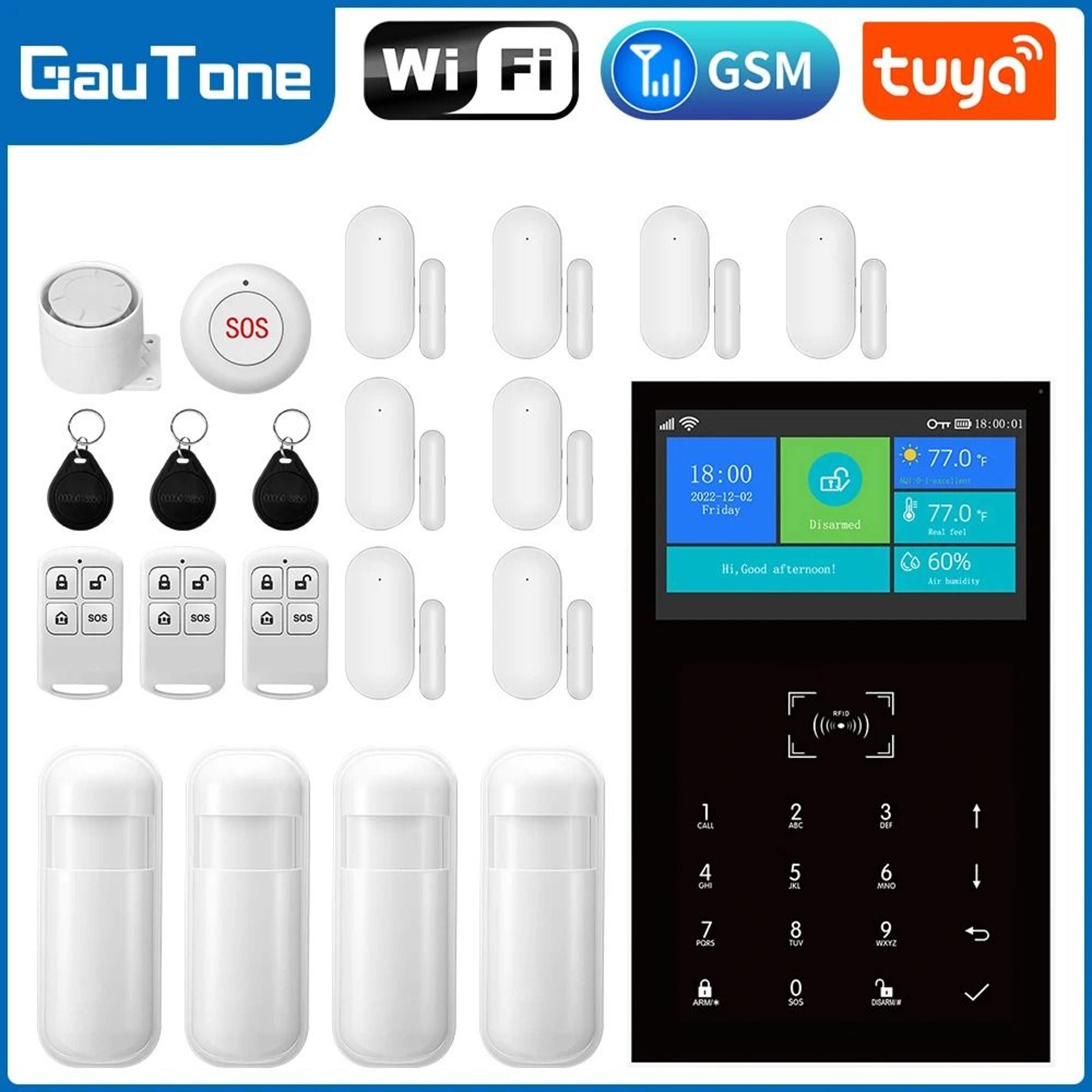 PG109 WiFi GSM Home Alarm System Tuya Smart Wireless Security Kit With 43 Inch Touch Screen 0