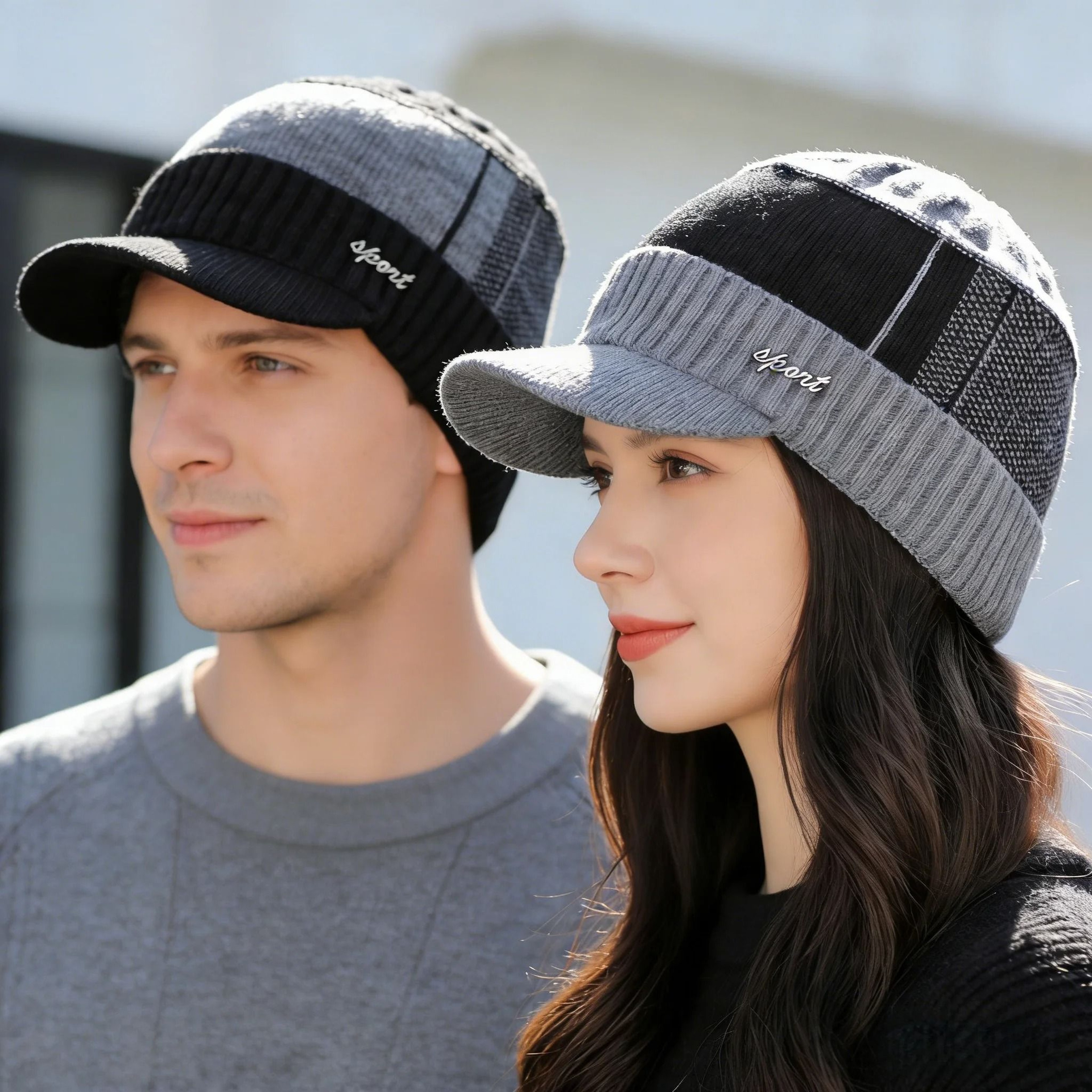 Unisex Fur Lined Winter Beanie Hat With Brim Warm Knitted Hat For Men And Women 0